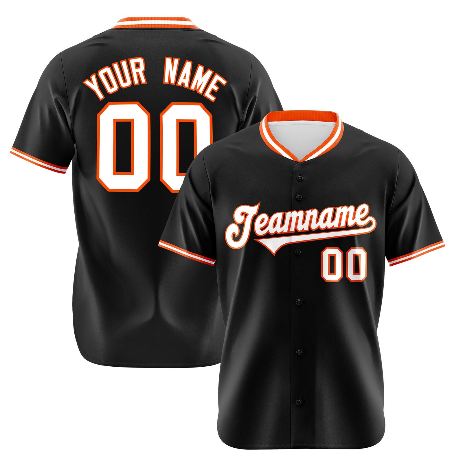 Custom Black Orange White Authentic Baseball Jersey