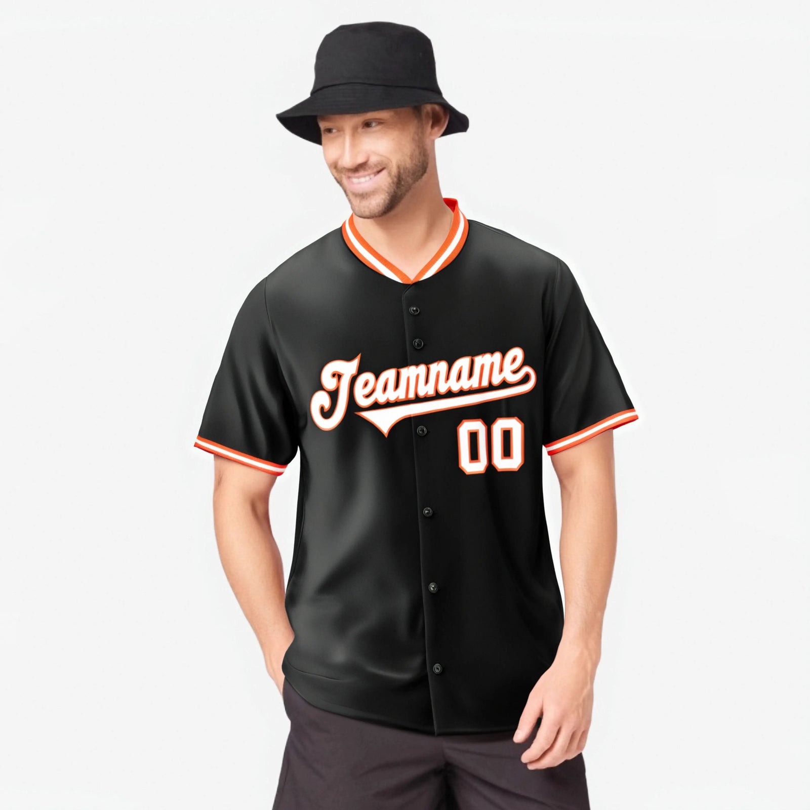 Custom Black Orange White Authentic Baseball Jersey