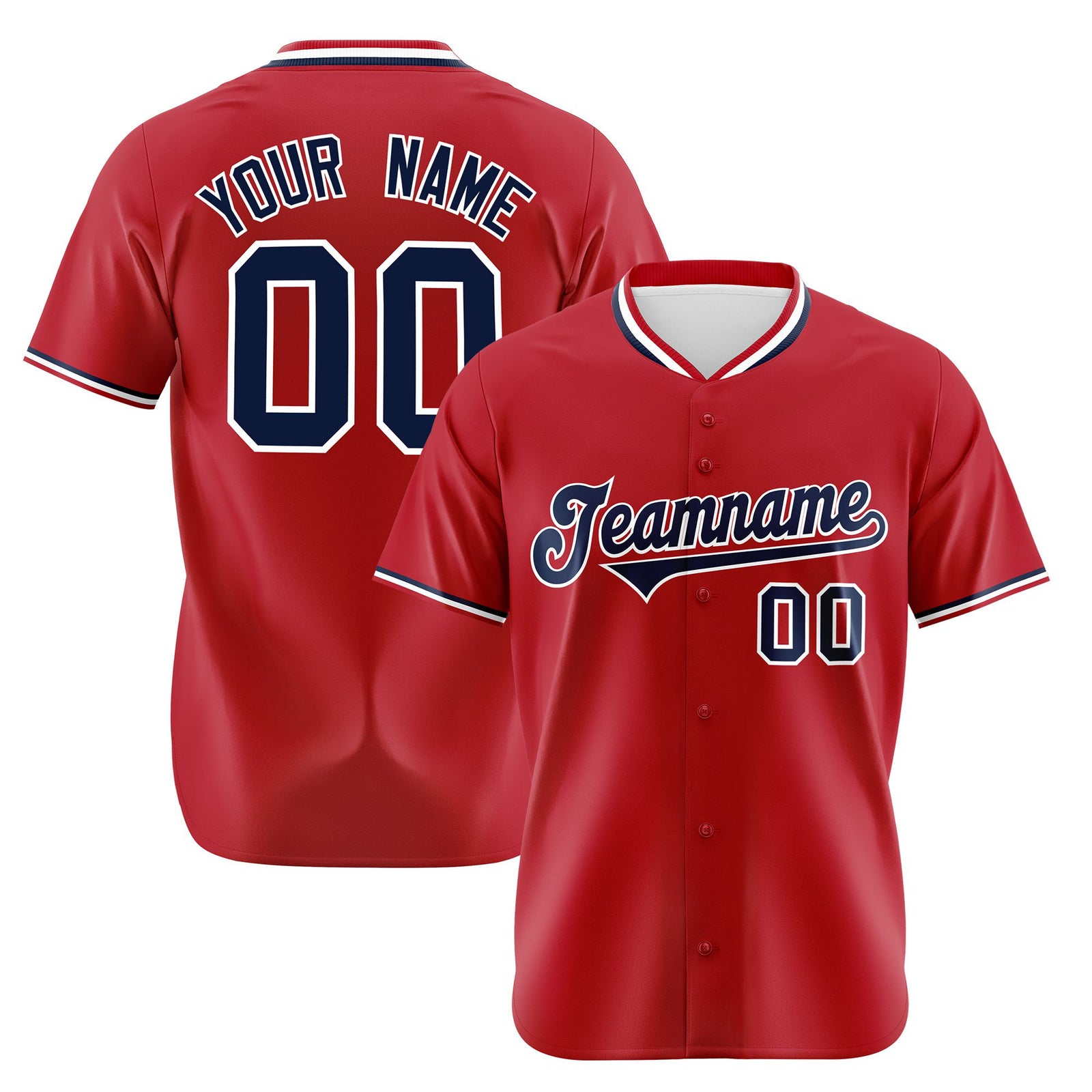 Custom Red Black White Authentic Baseball Jersey