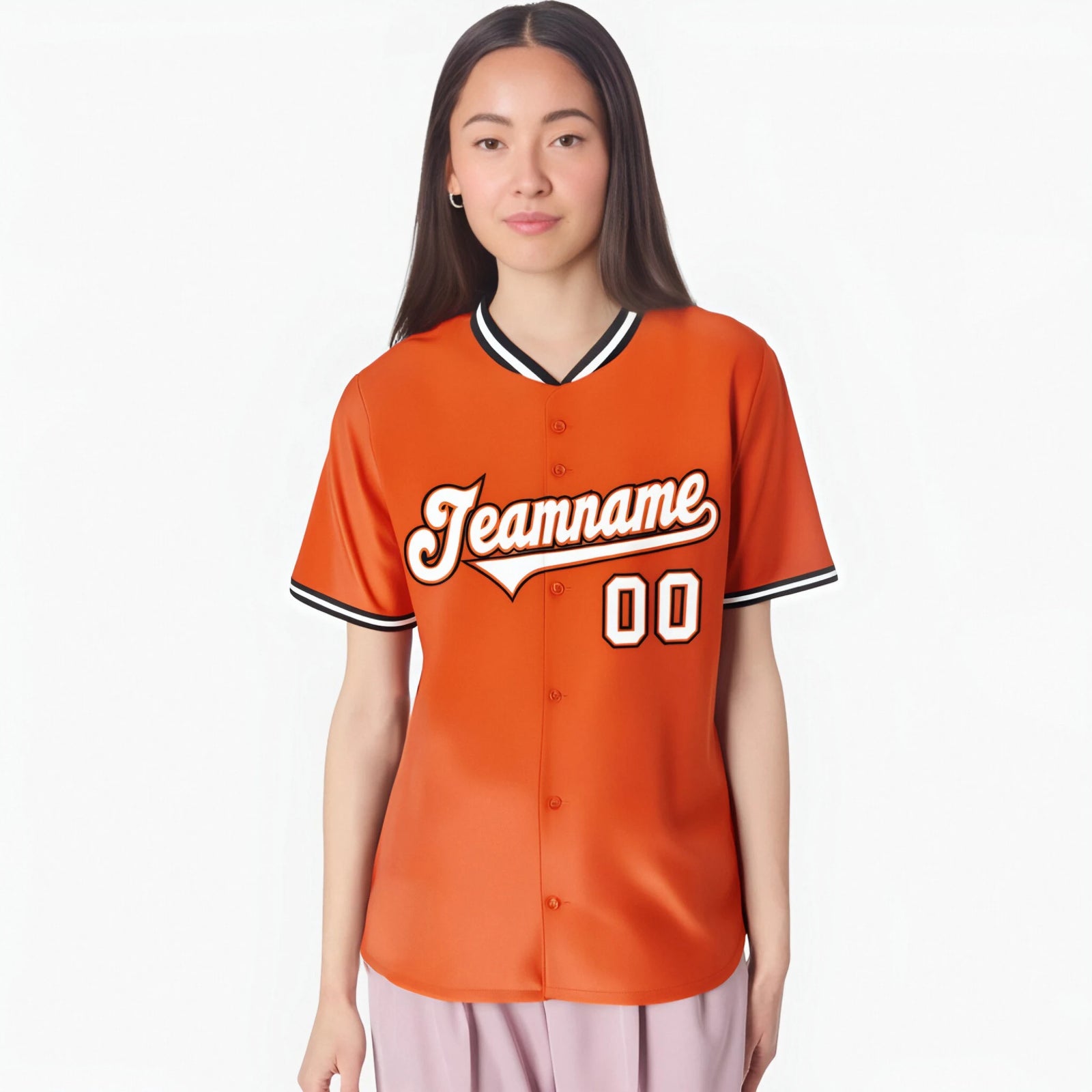 Custom Orange Black White Authentic Baseball Jersey