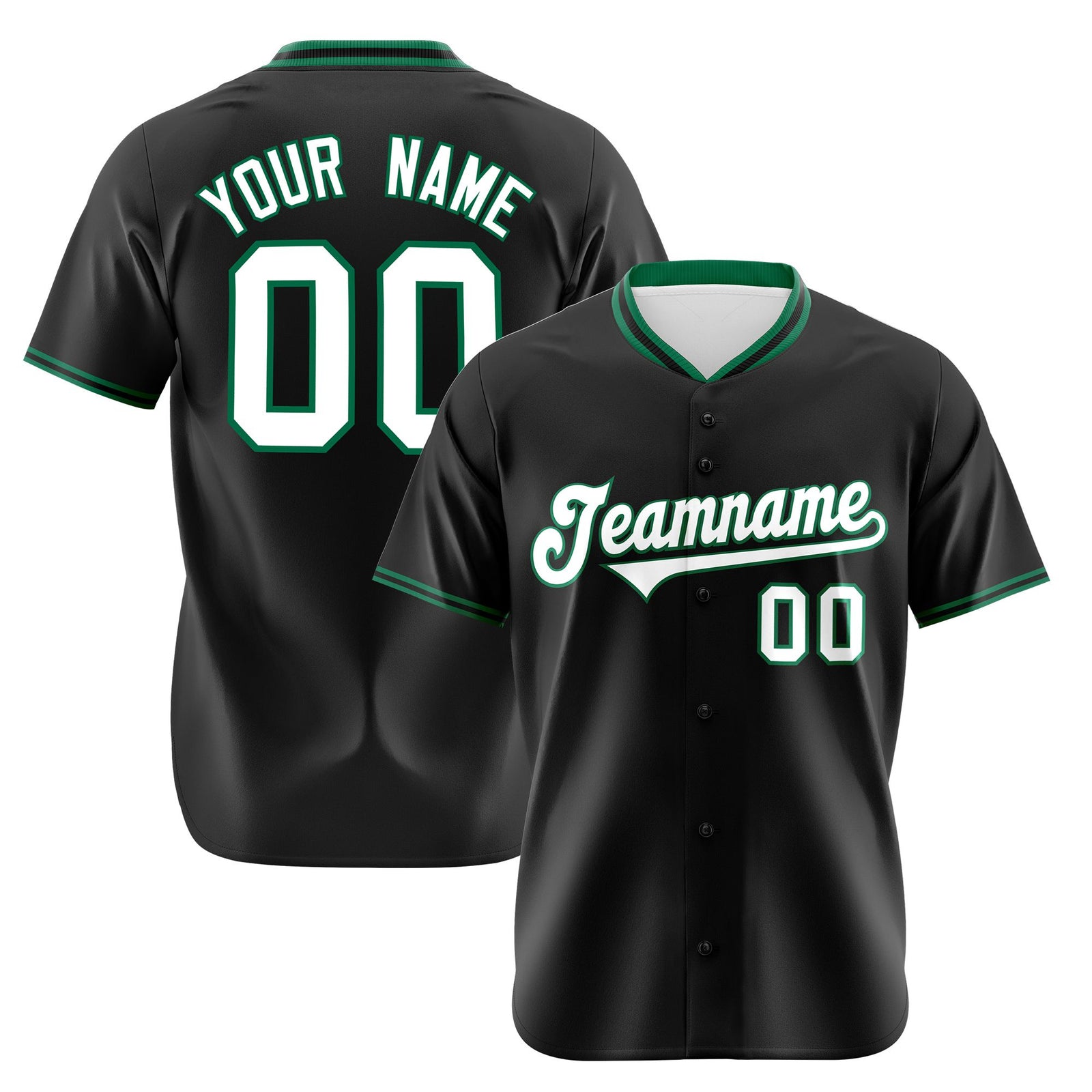 Custom Black Kelly Green White Authentic Baseball Jersey
