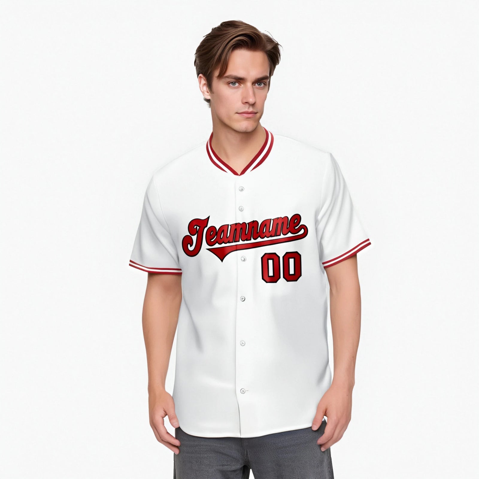 Custom White Red Authentic Baseball Jersey