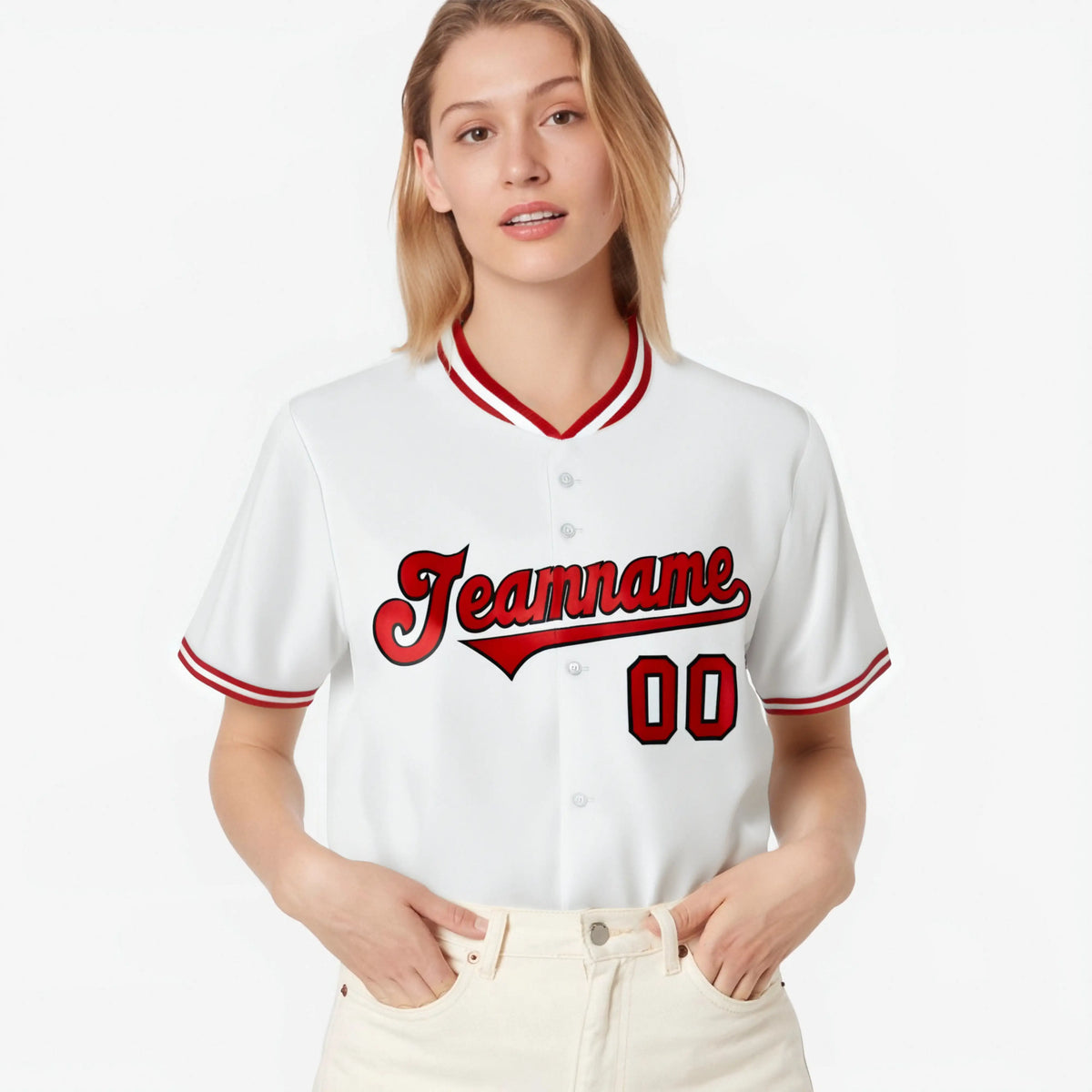 Custom White Red Authentic Baseball Jersey