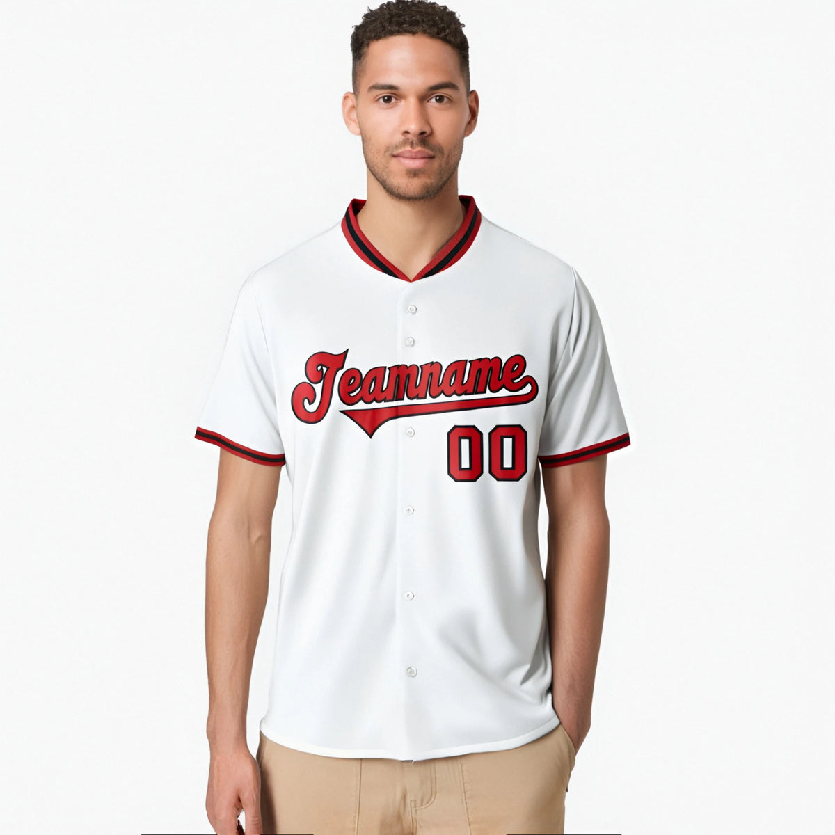 Custom White Red Authentic Baseball Jersey