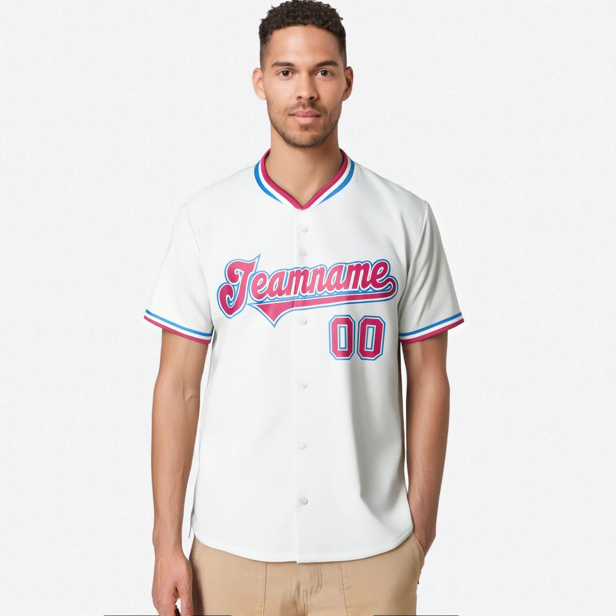 Custom White Pink Authentic Baseball Jersey