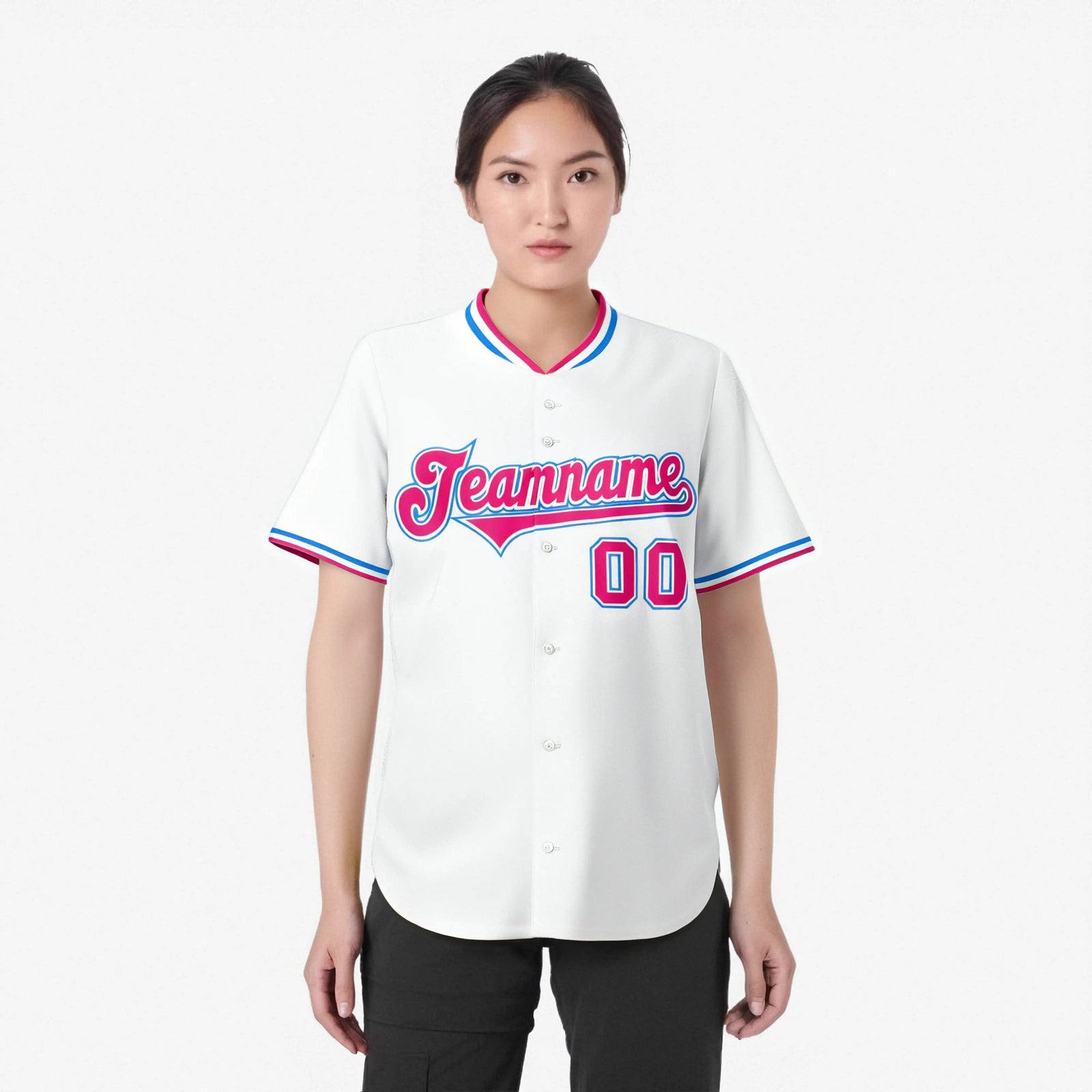 Custom White Pink Authentic Baseball Jersey