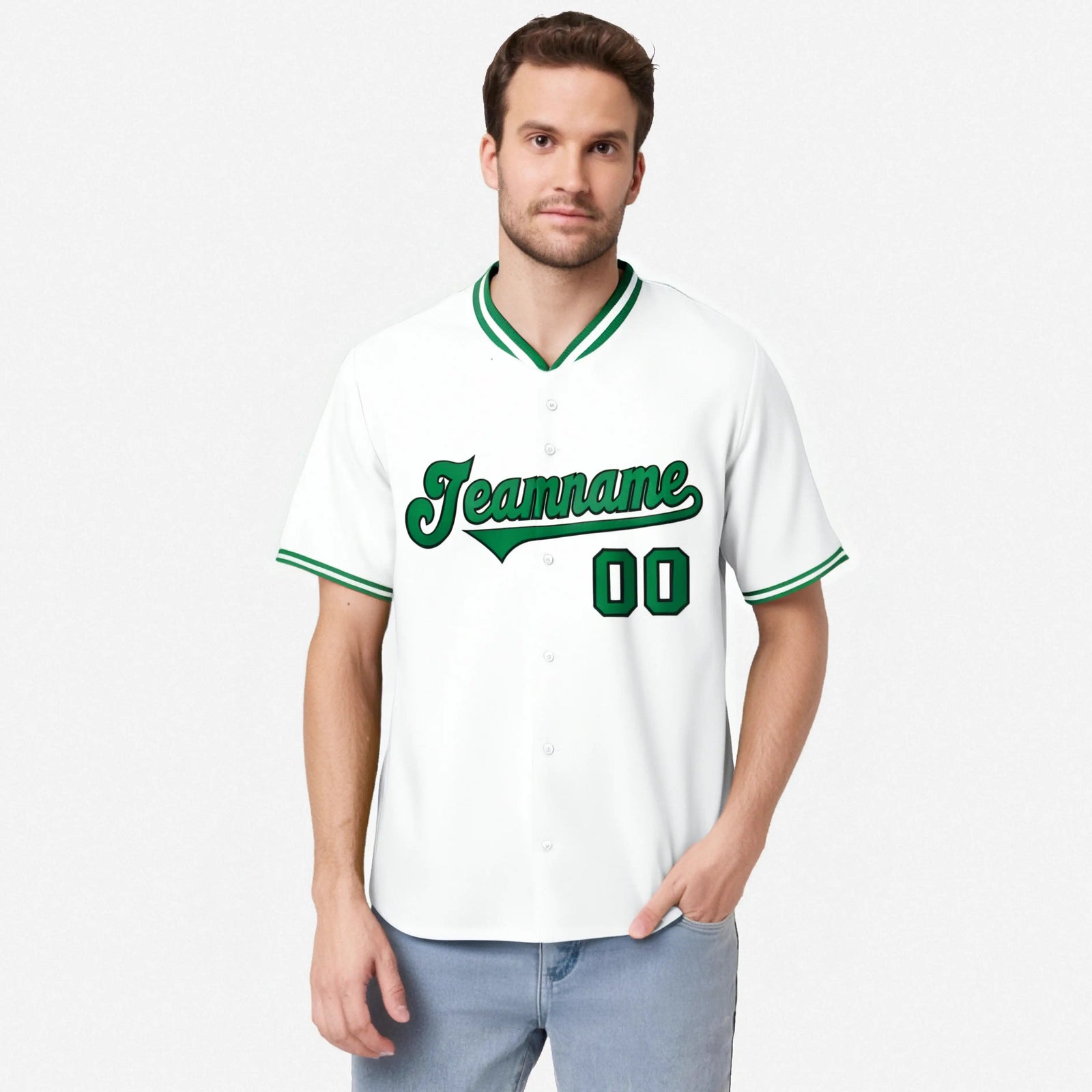 Custom White Kelly Green Black Authentic Baseball Jersey