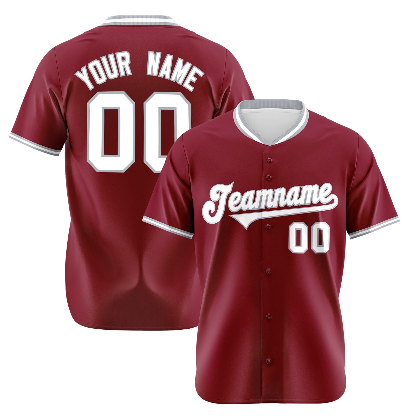 Custom Crimson Gray White Authentic Baseball Jersey