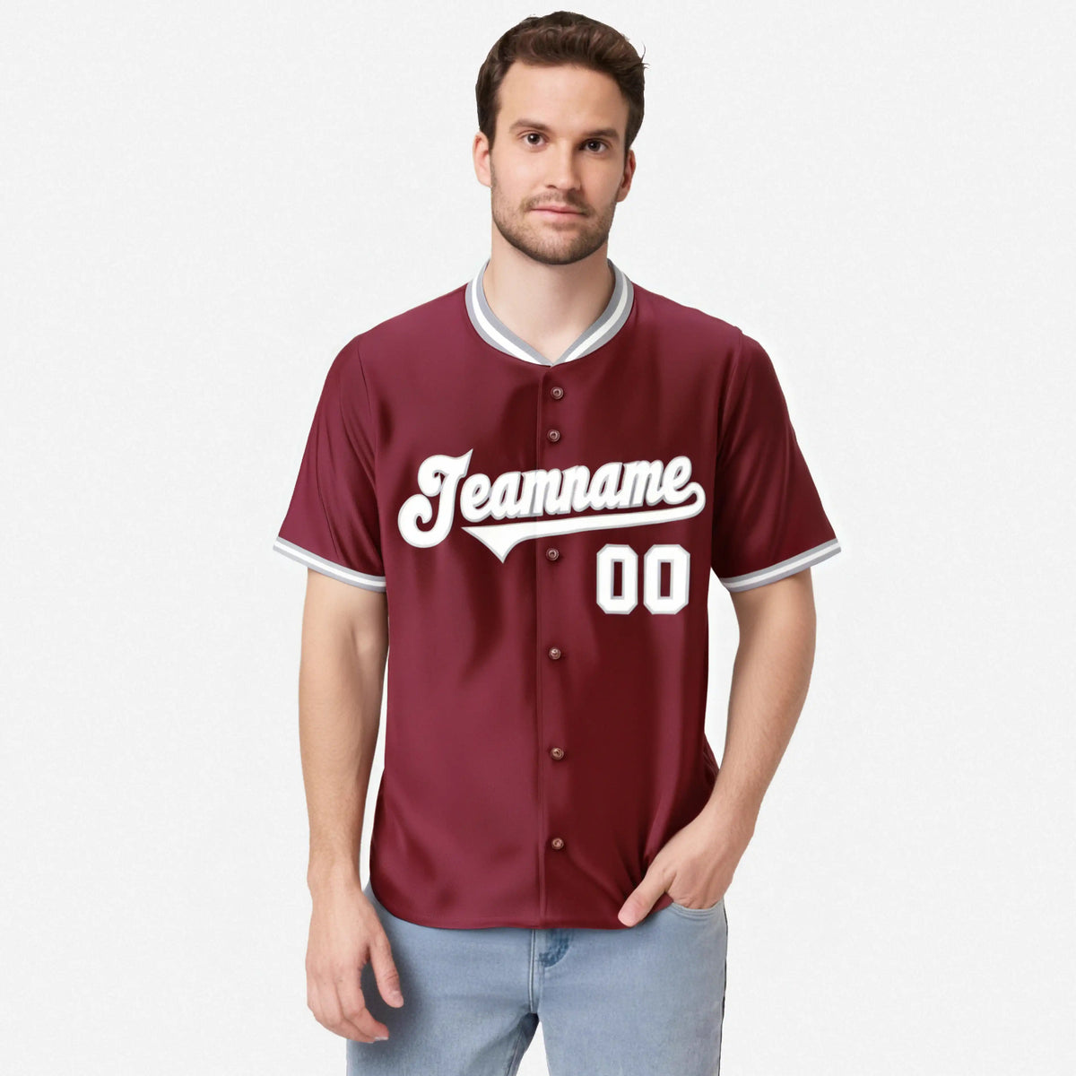 Custom Crimson Gray White Authentic Baseball Jersey