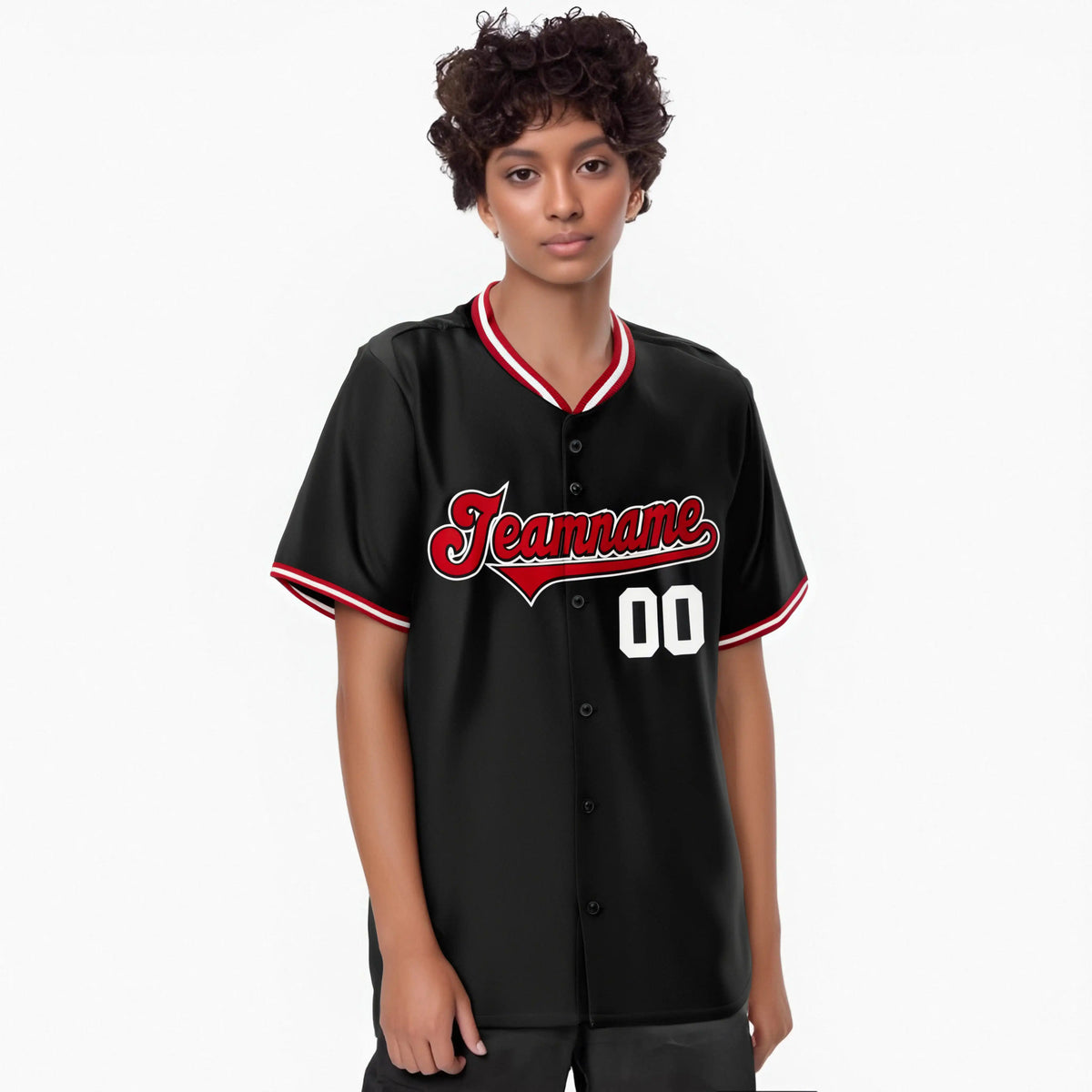 Custom Black Red White Authentic Baseball Jersey