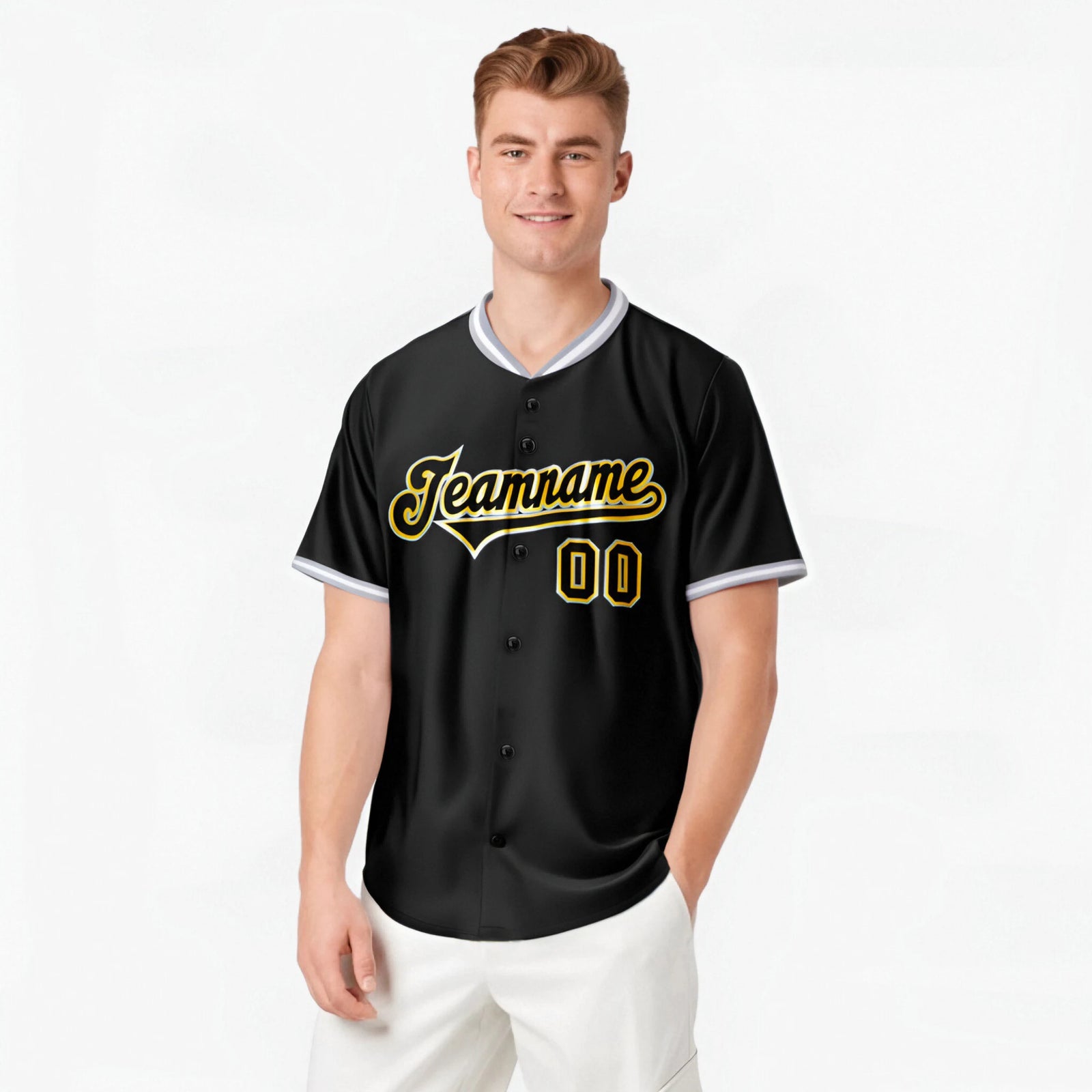 Custom Black Gold White Authentic Baseball Jersey
