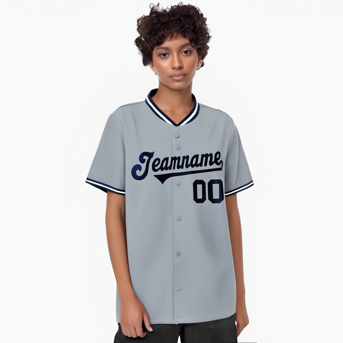 Custom Gray Navy White Authentic Baseball Jersey