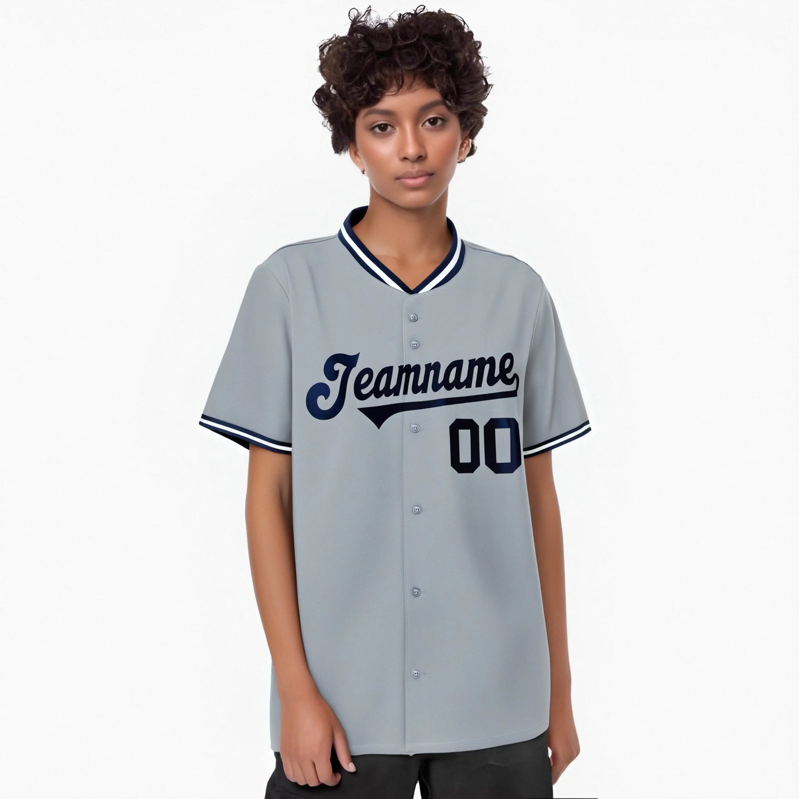 Custom Gray Navy White Authentic Baseball Jersey