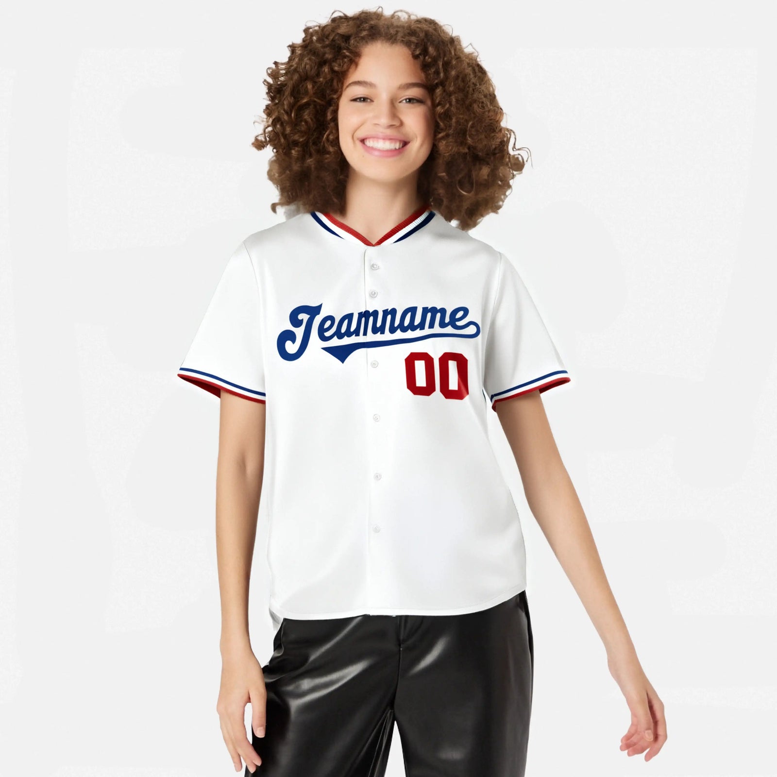 Custom White Red Blue Authentic Baseball Jersey