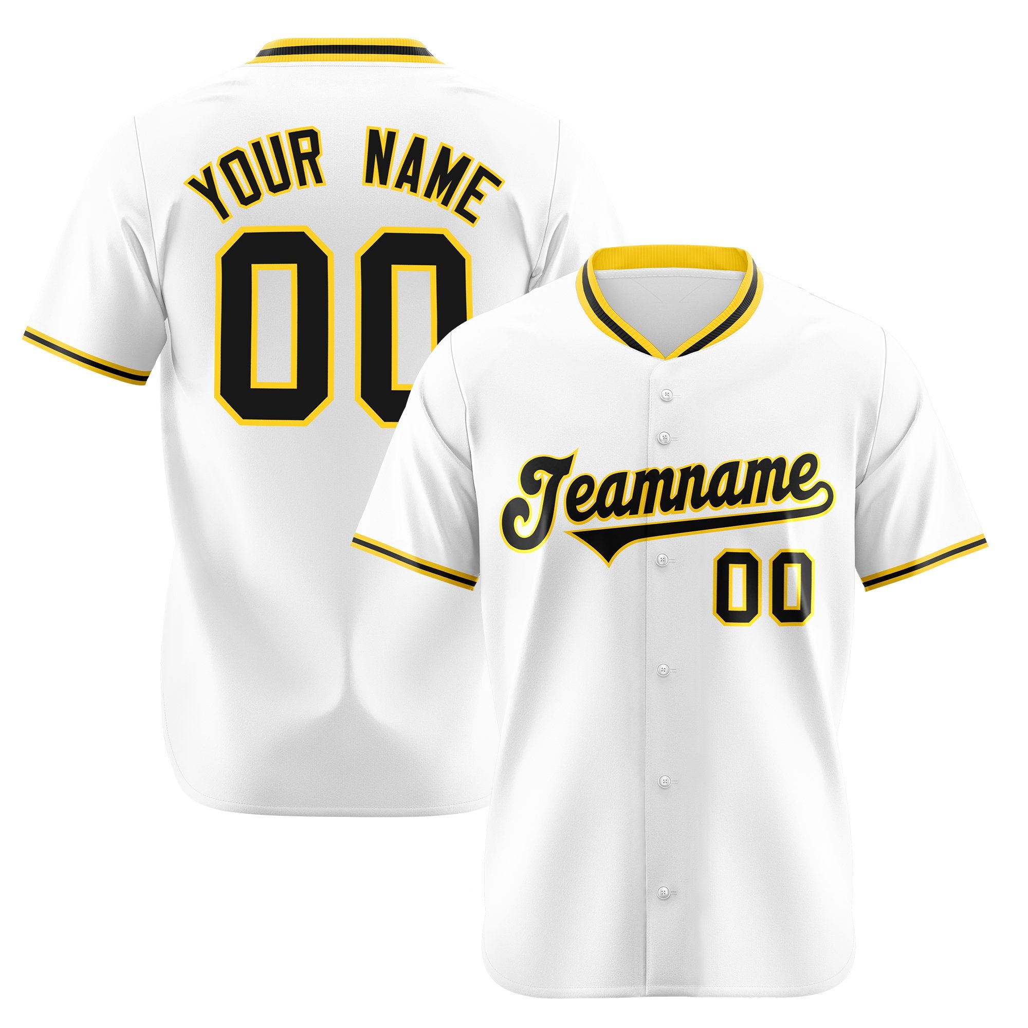 Custom White Yellow Black Authentic Baseball Jersey