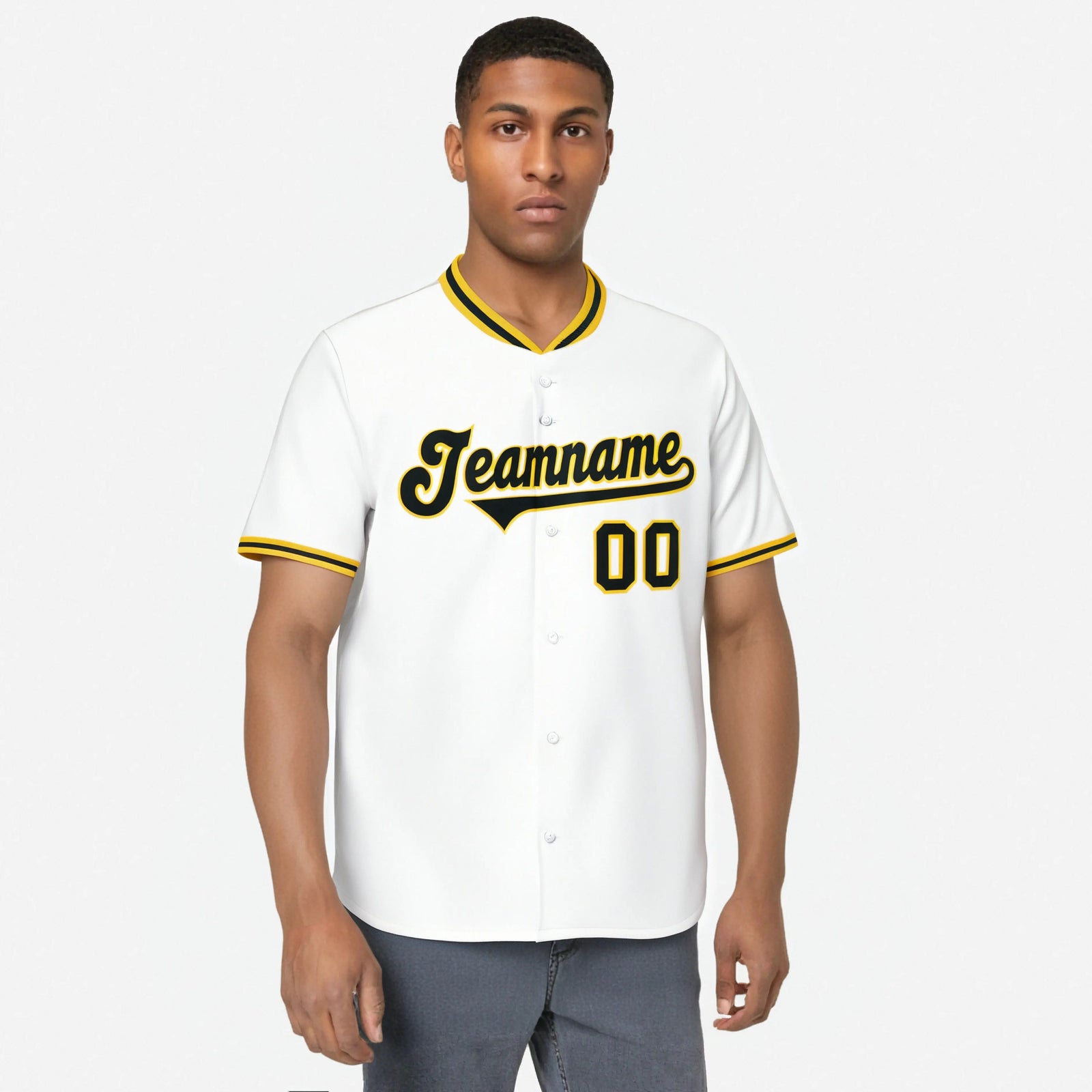 Custom White Yellow Black Authentic Baseball Jersey