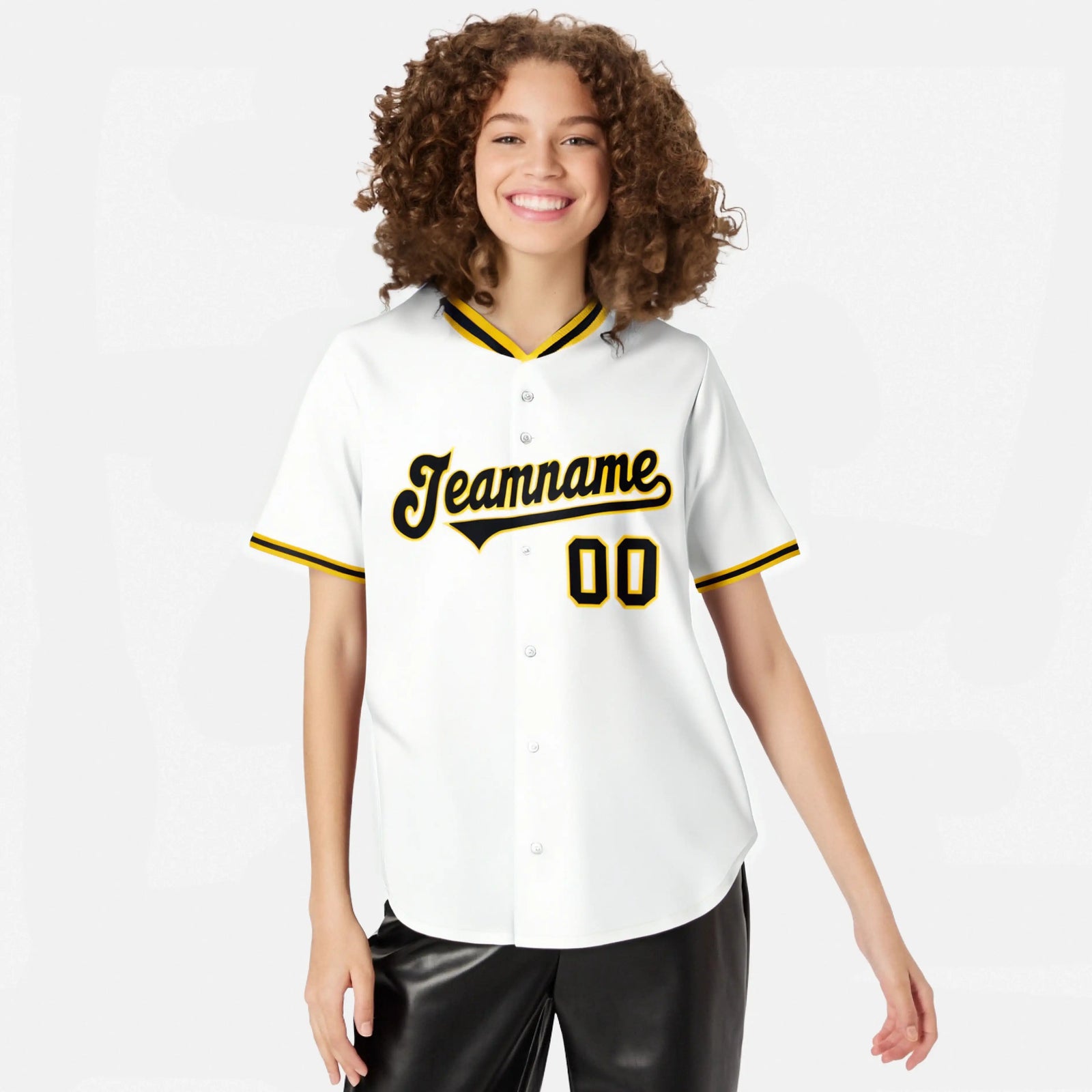 Custom White Yellow Black Authentic Baseball Jersey