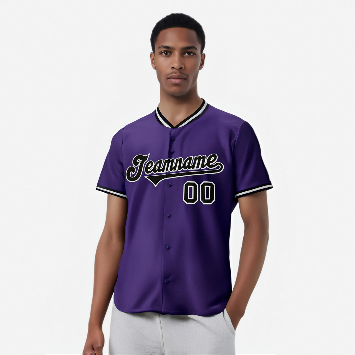 Custom Purple Black White Authentic Baseball Jersey