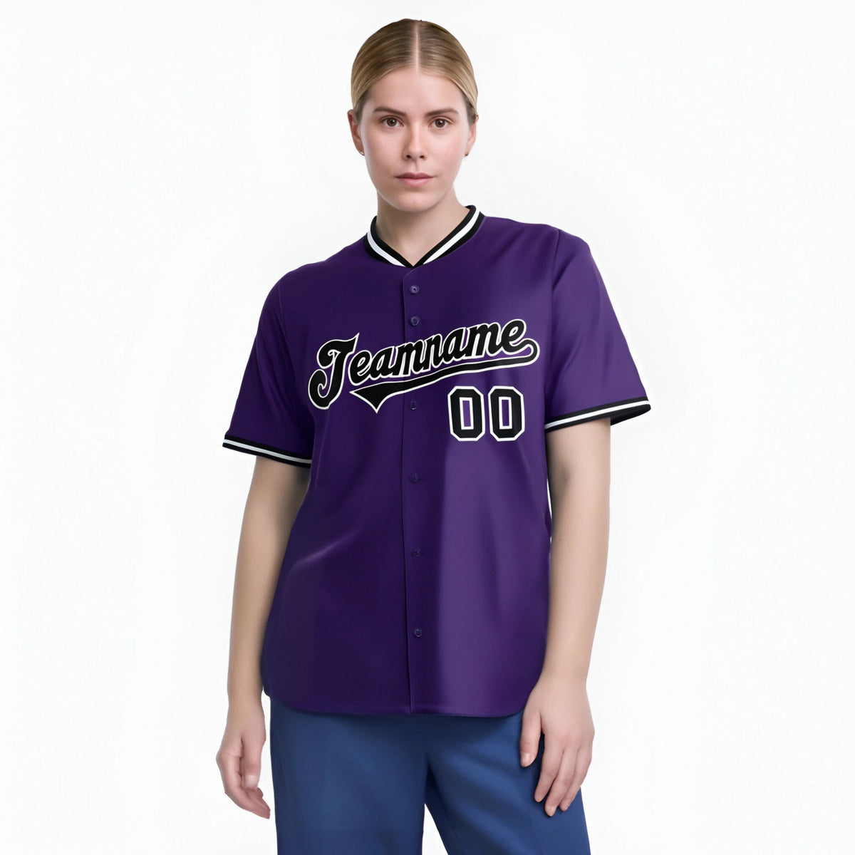 Custom Purple Black White Authentic Baseball Jersey