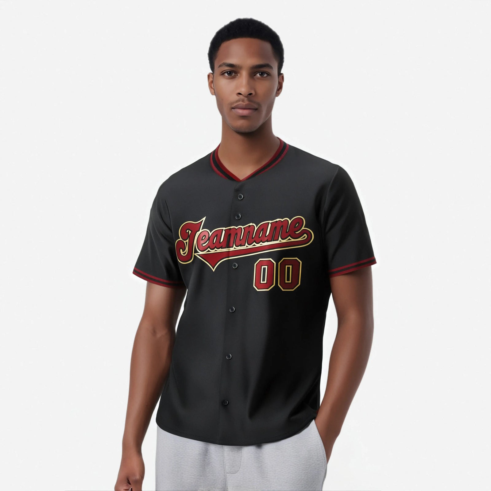 Custom Black Crimson Old Gold Authentic Baseball Jersey
