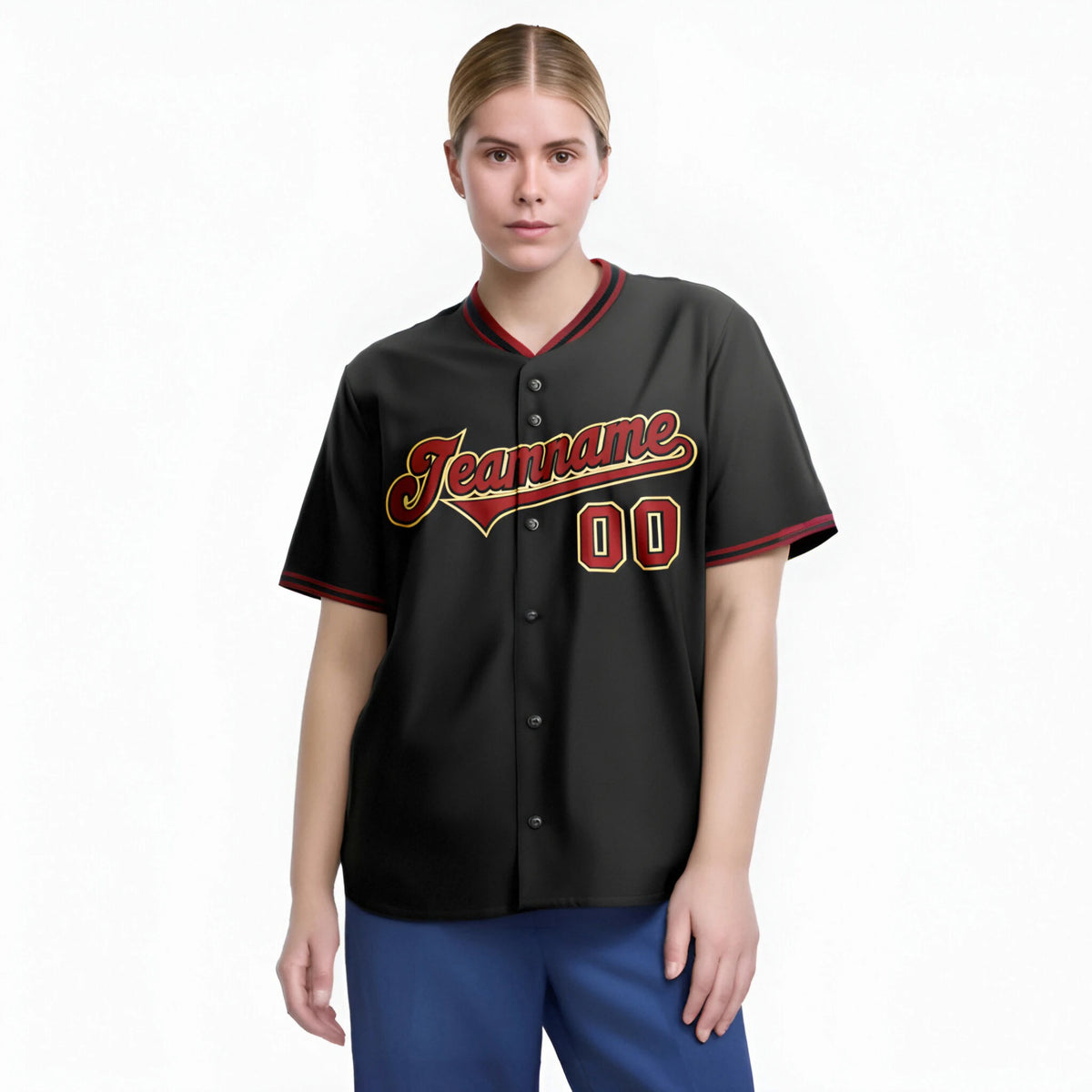 Custom Black Crimson Old Gold Authentic Baseball Jersey