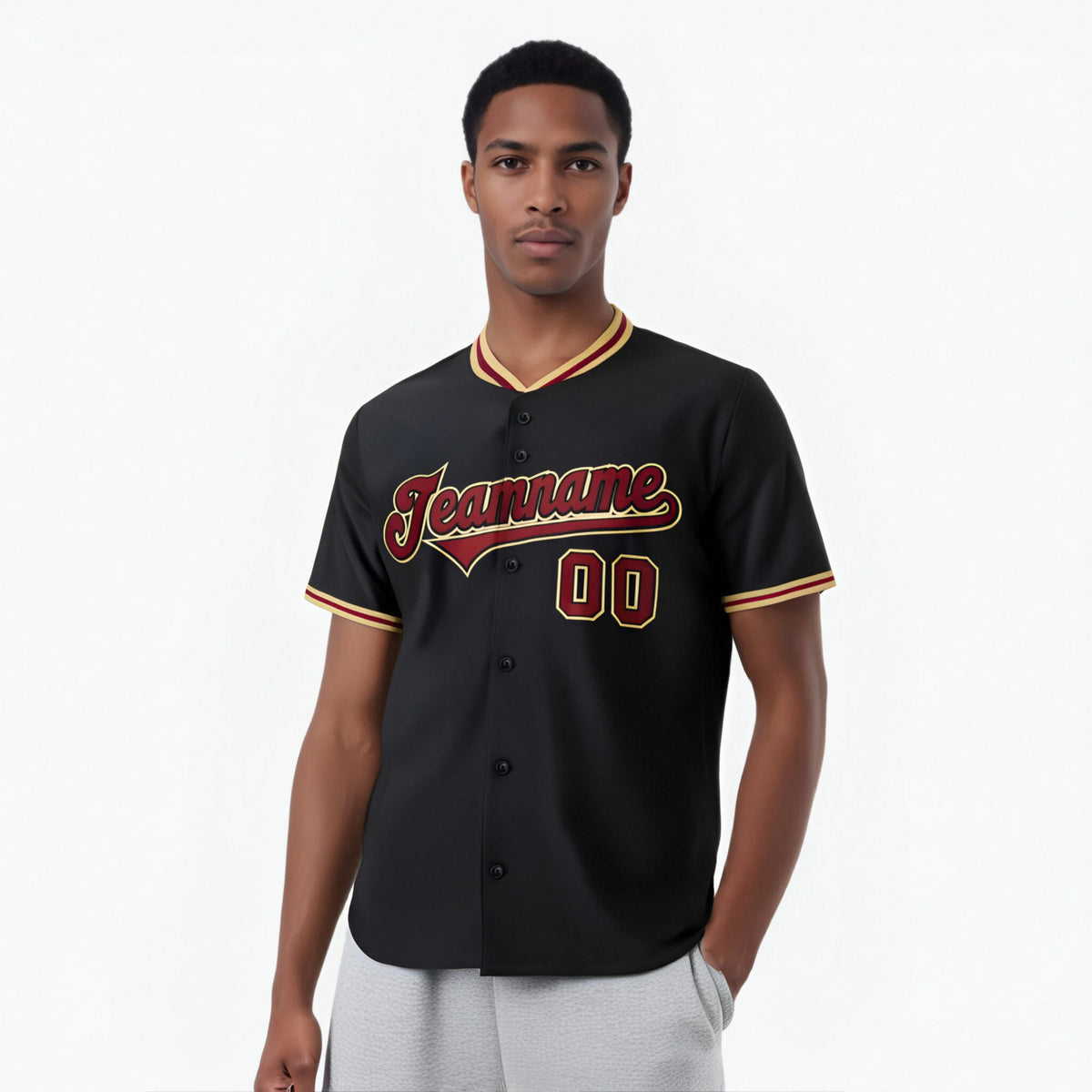 Custom Black Khaki Crimson Authentic Baseball Jersey