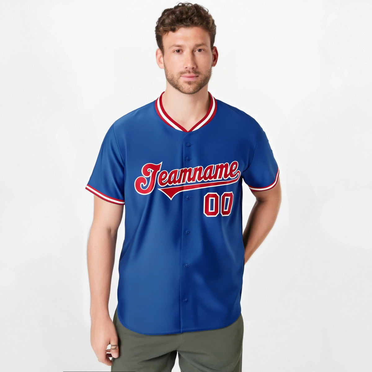 Custom Royal Blue Red White Authentic Baseball Jersey
