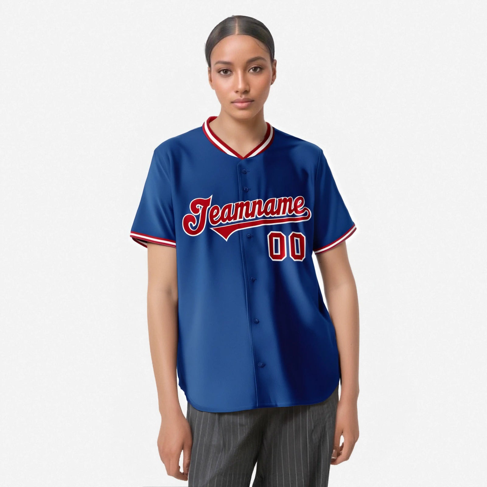 Custom Royal Blue Red White Authentic Baseball Jersey