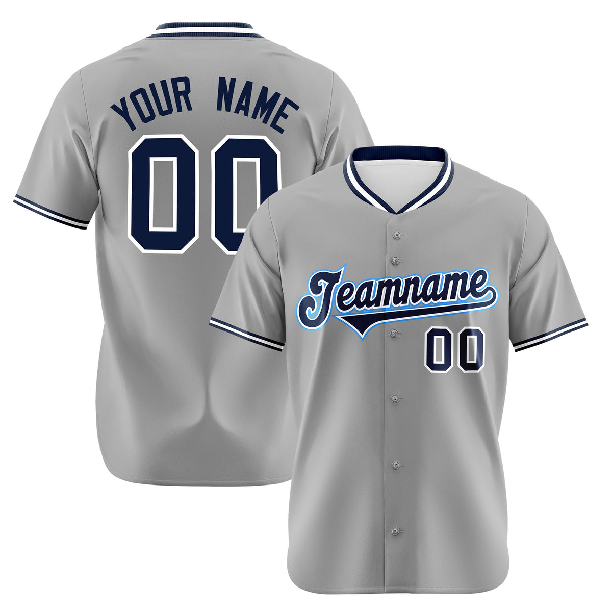 Custom Gray Navy White Authentic Baseball Jersey