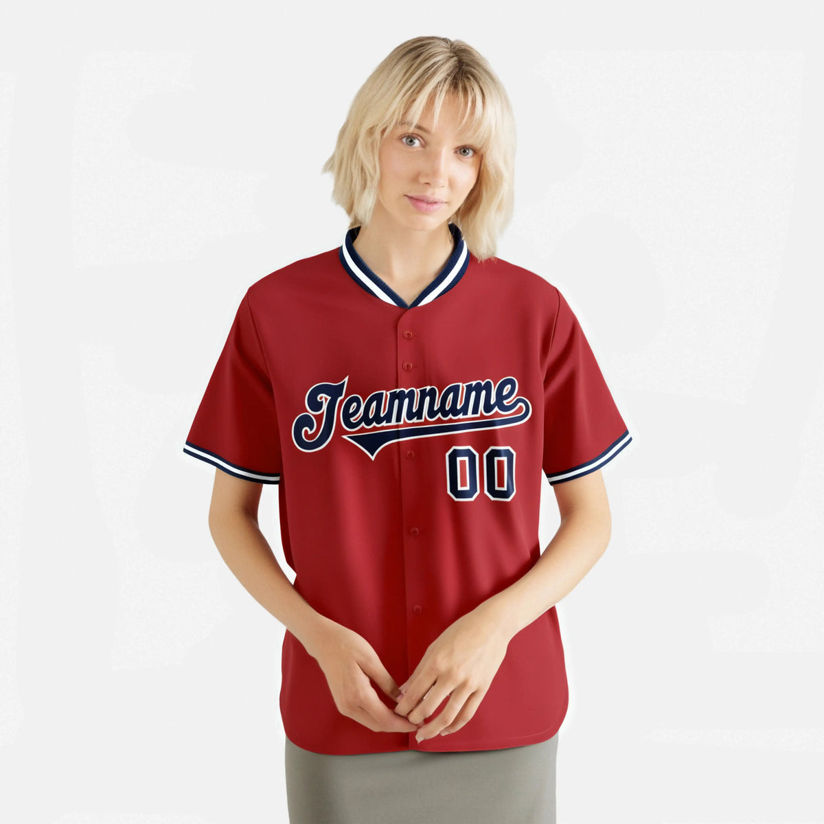 Custom Red Navy White Authentic Baseball Jersey