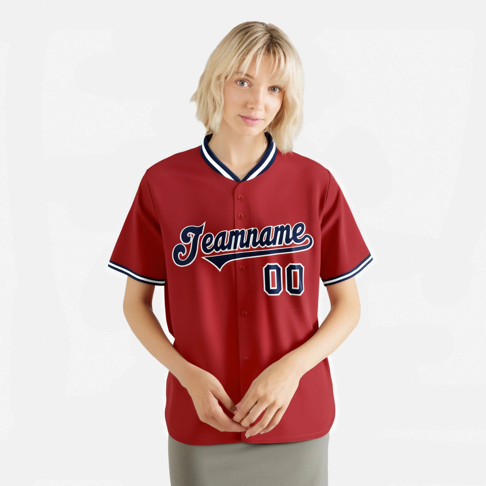 Custom Red Navy White Authentic Baseball Jersey