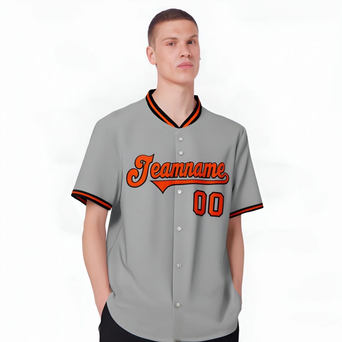 Custom Gray Orange Black Authentic Baseball Jersey