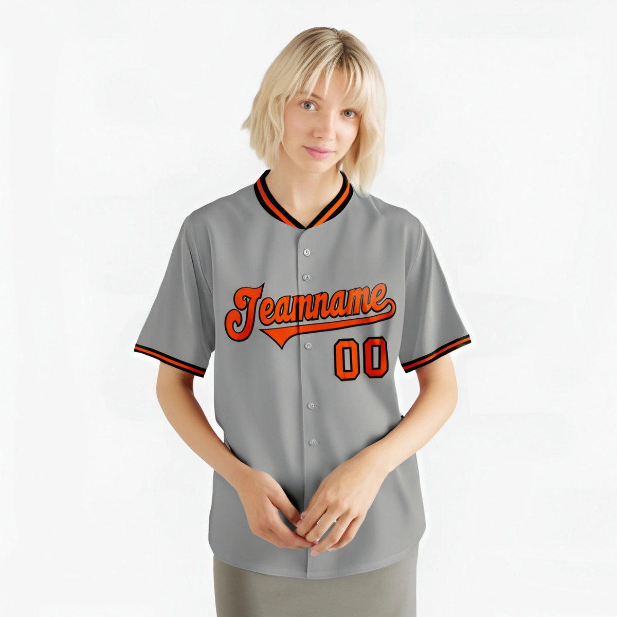 Custom Gray Orange Black Authentic Baseball Jersey