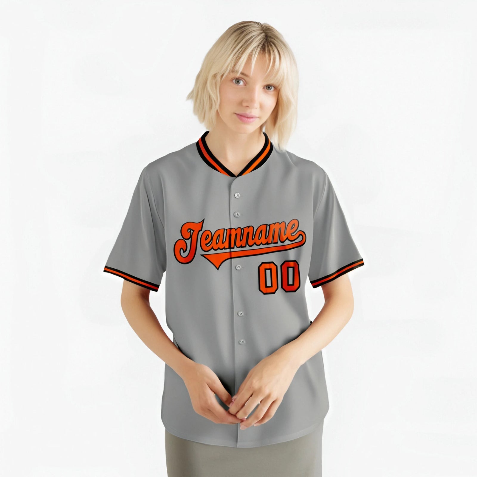 Custom Gray Orange Black Authentic Baseball Jersey