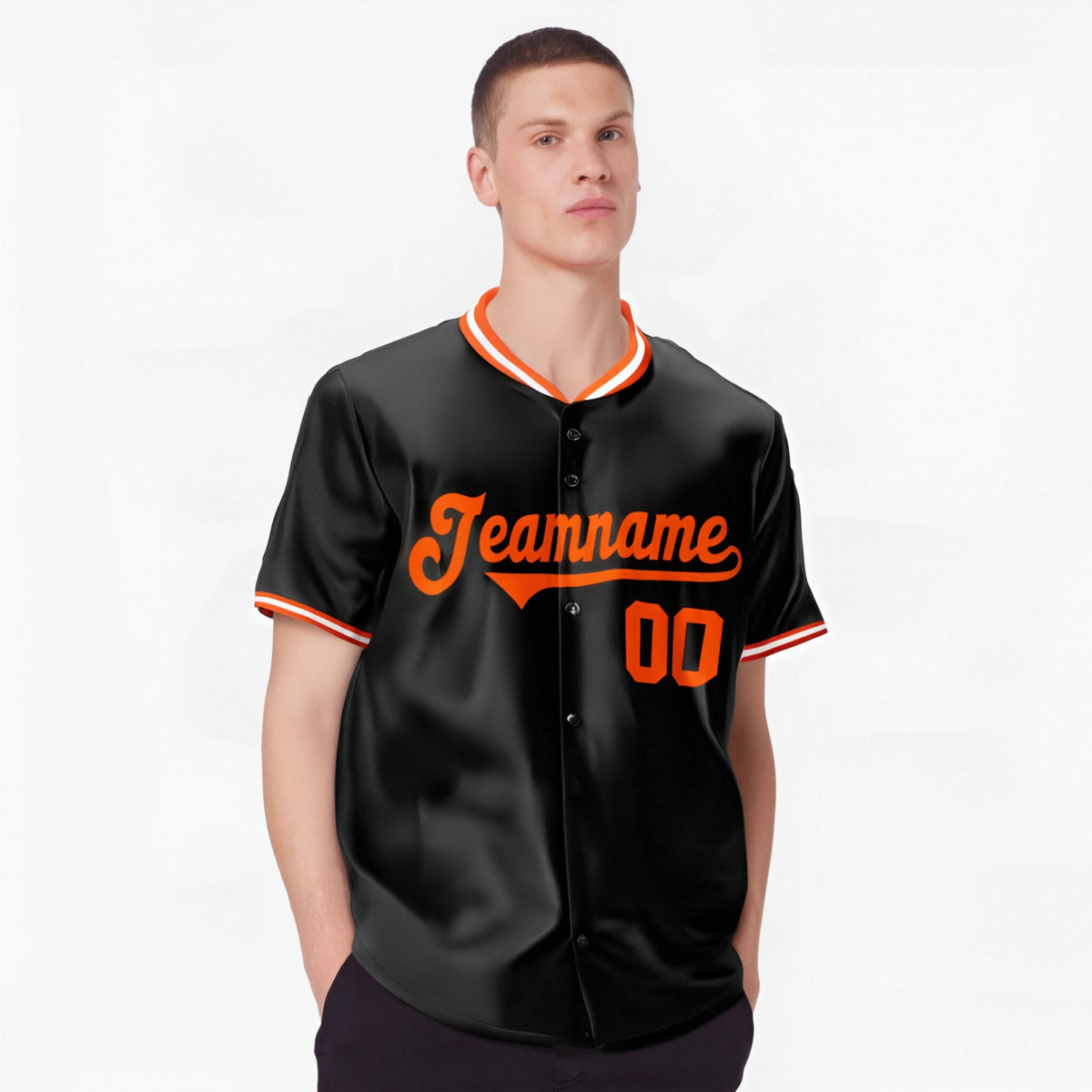 Custom Black Orange White Authentic Baseball Jersey