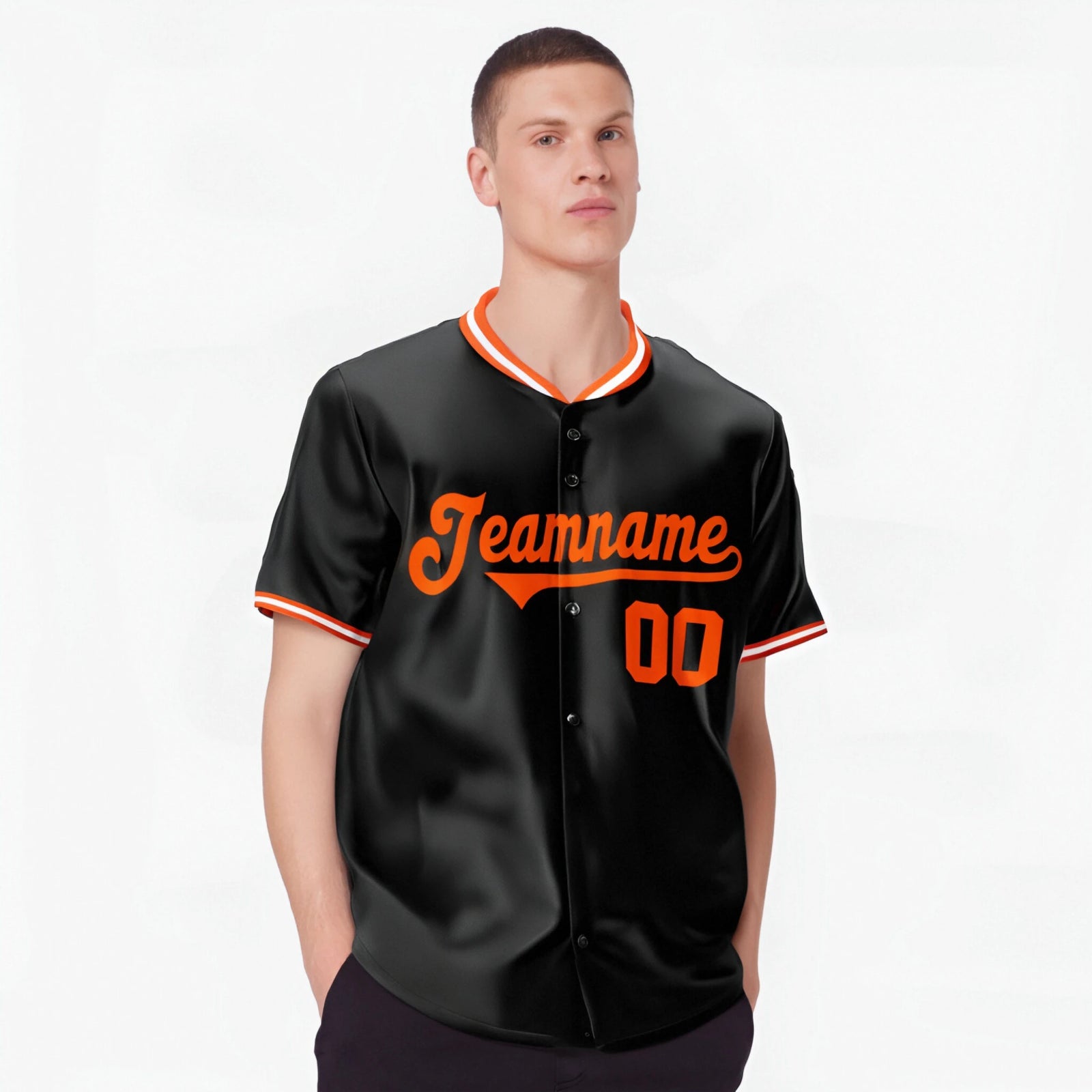 Custom Black Orange White Authentic Baseball Jersey