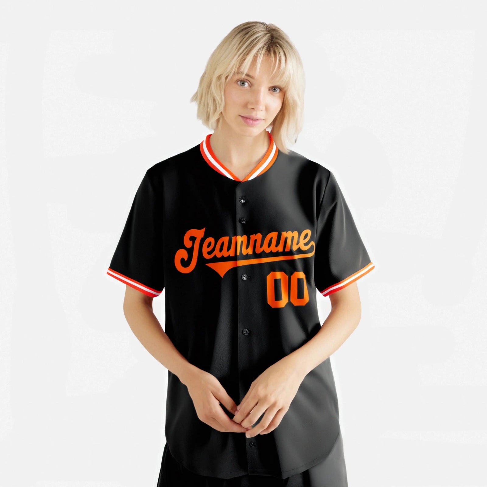 Custom Black Orange White Authentic Baseball Jersey