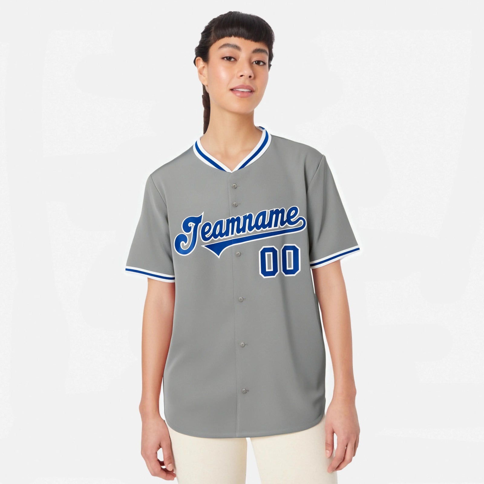 Custom Gray Royal Blue White Authentic Baseball Jersey