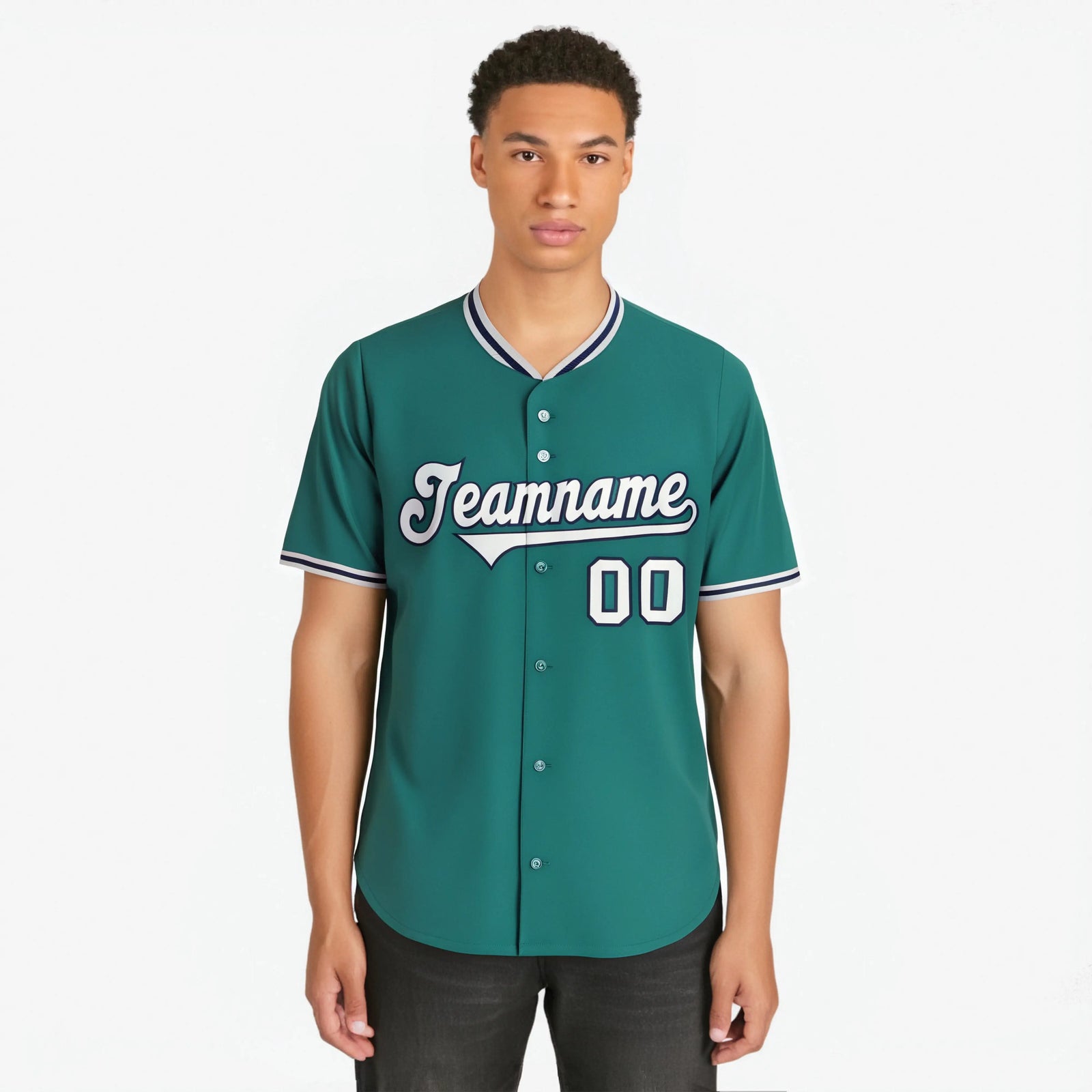 Custom Kelly-Green Gray-Navy Authentic Baseball Jersey