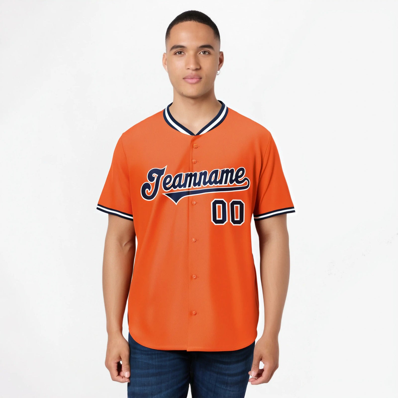 Custom Orange Navy White Authentic Baseball Jersey