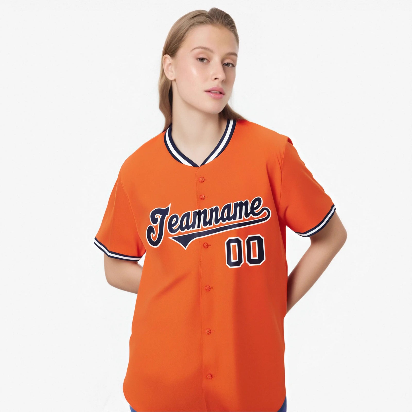 Custom Orange Navy White Authentic Baseball Jersey