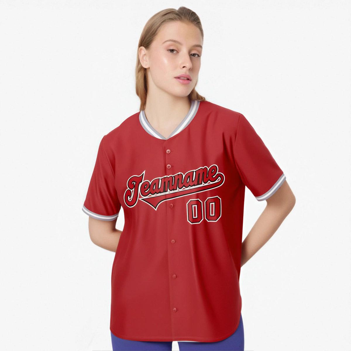 Custom Red Gray White Authentic Baseball Jersey