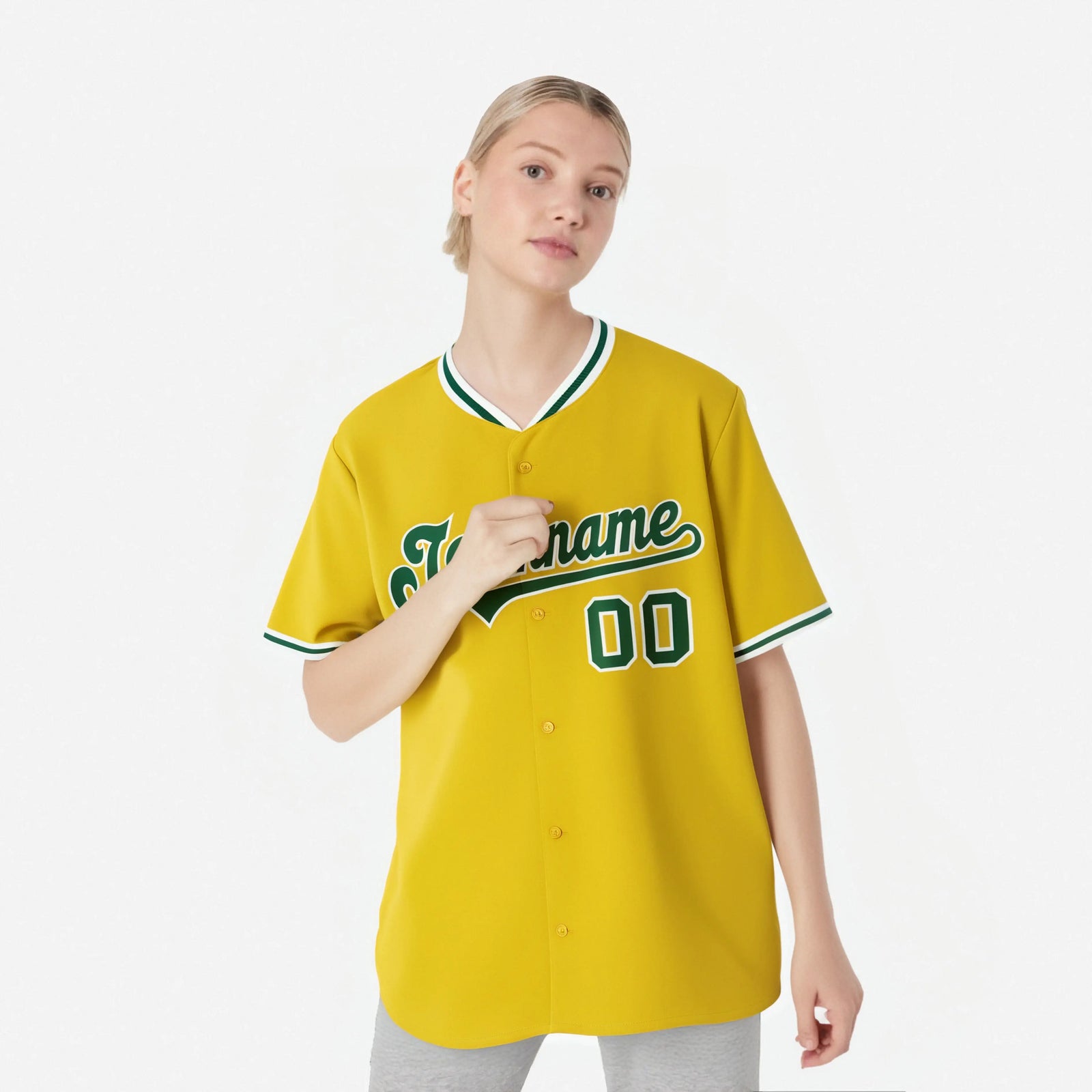 Custom Yellow Kelly Green White Authentic Baseball Jersey