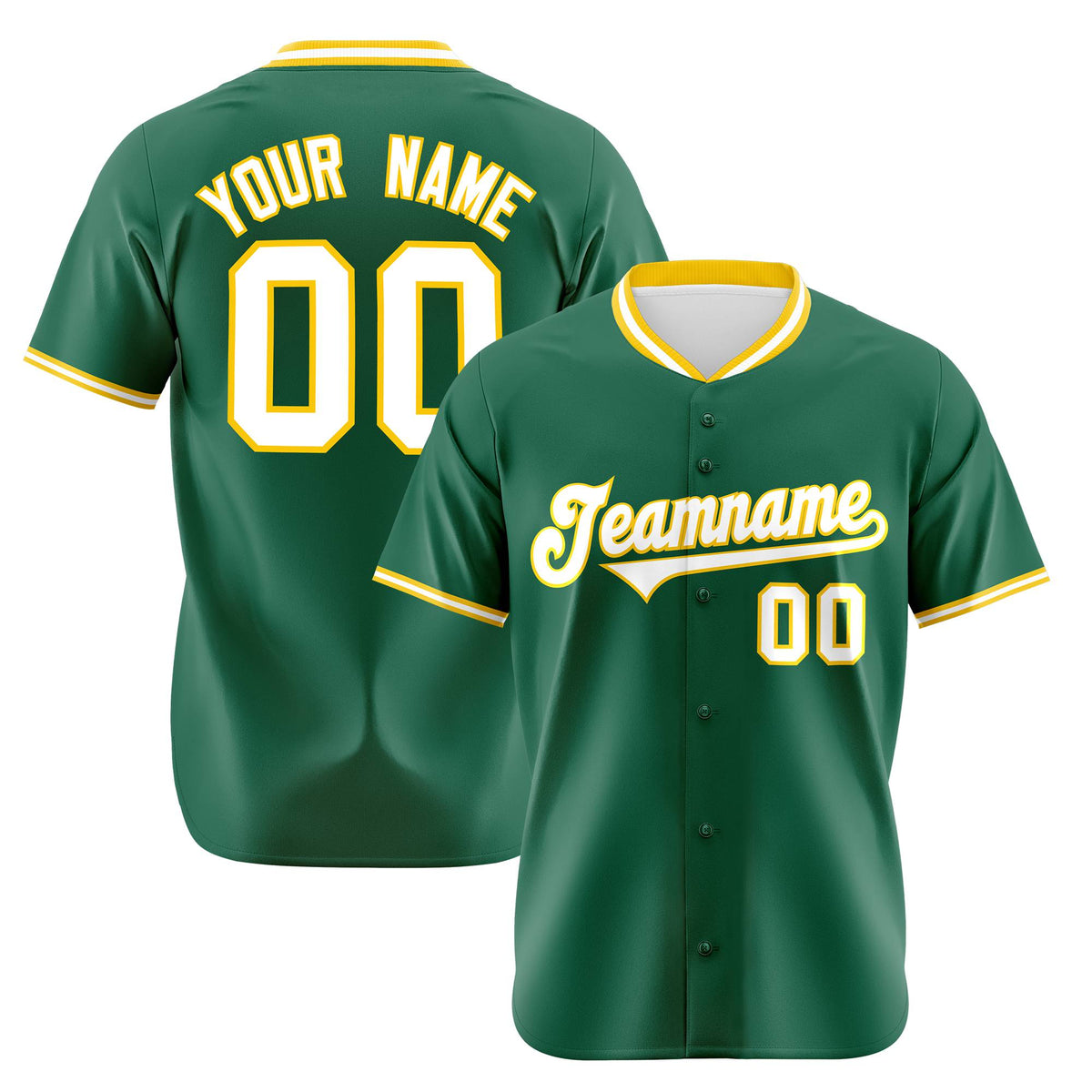 Custom Kelly Green Gold White Authentic Baseball Jersey