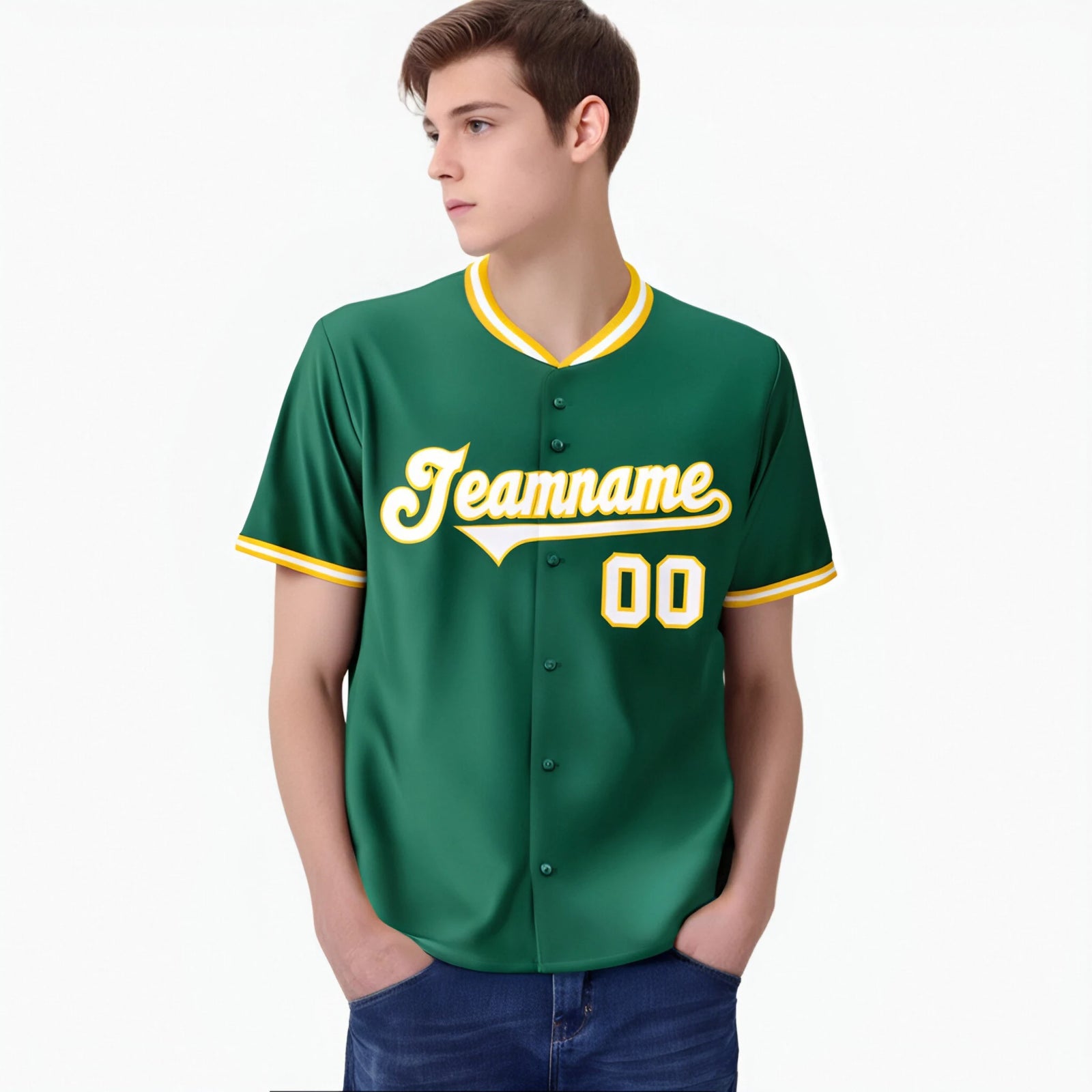 Custom Kelly Green Gold White Authentic Baseball Jersey