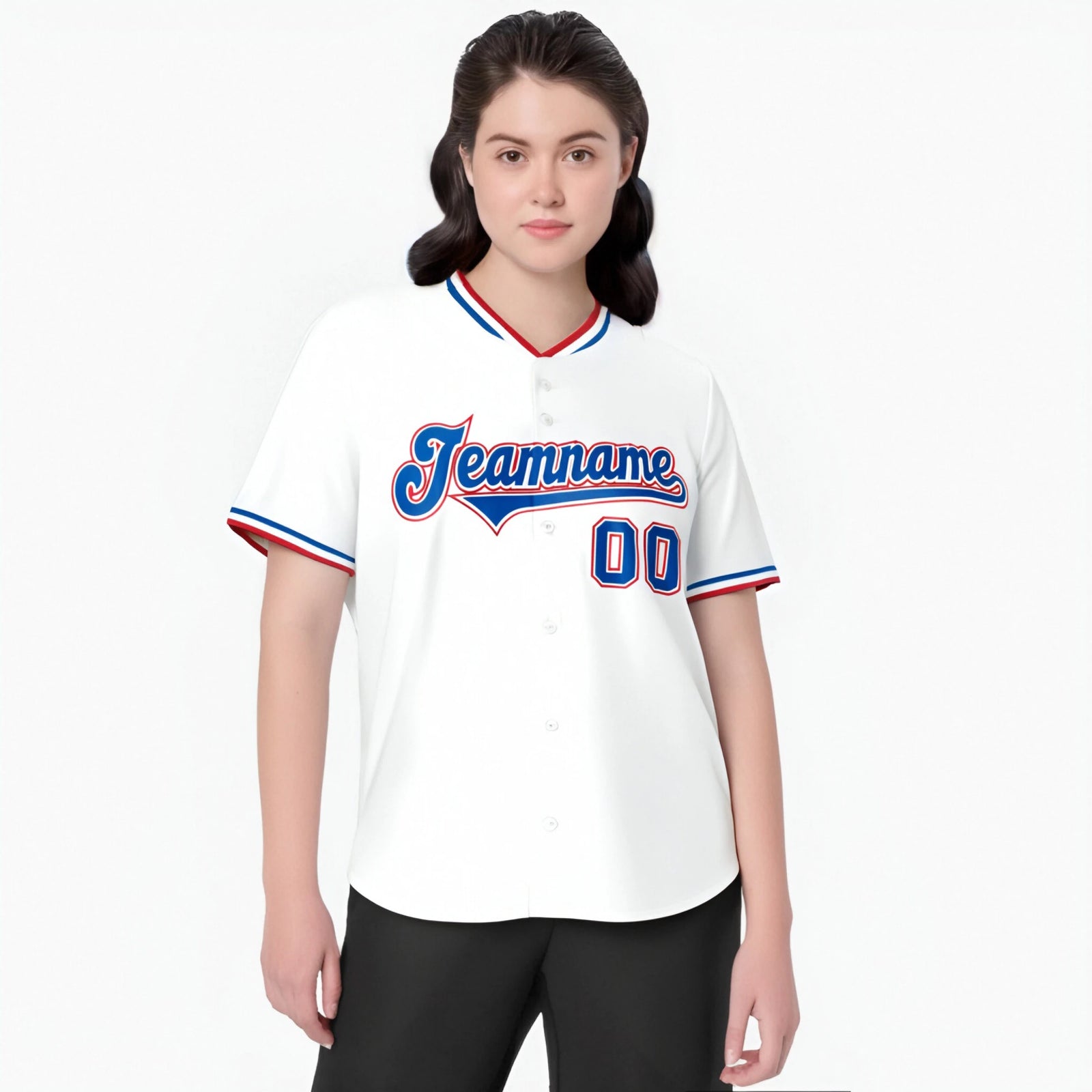 Custom White Royal Blue Red Authentic Baseball Jersey