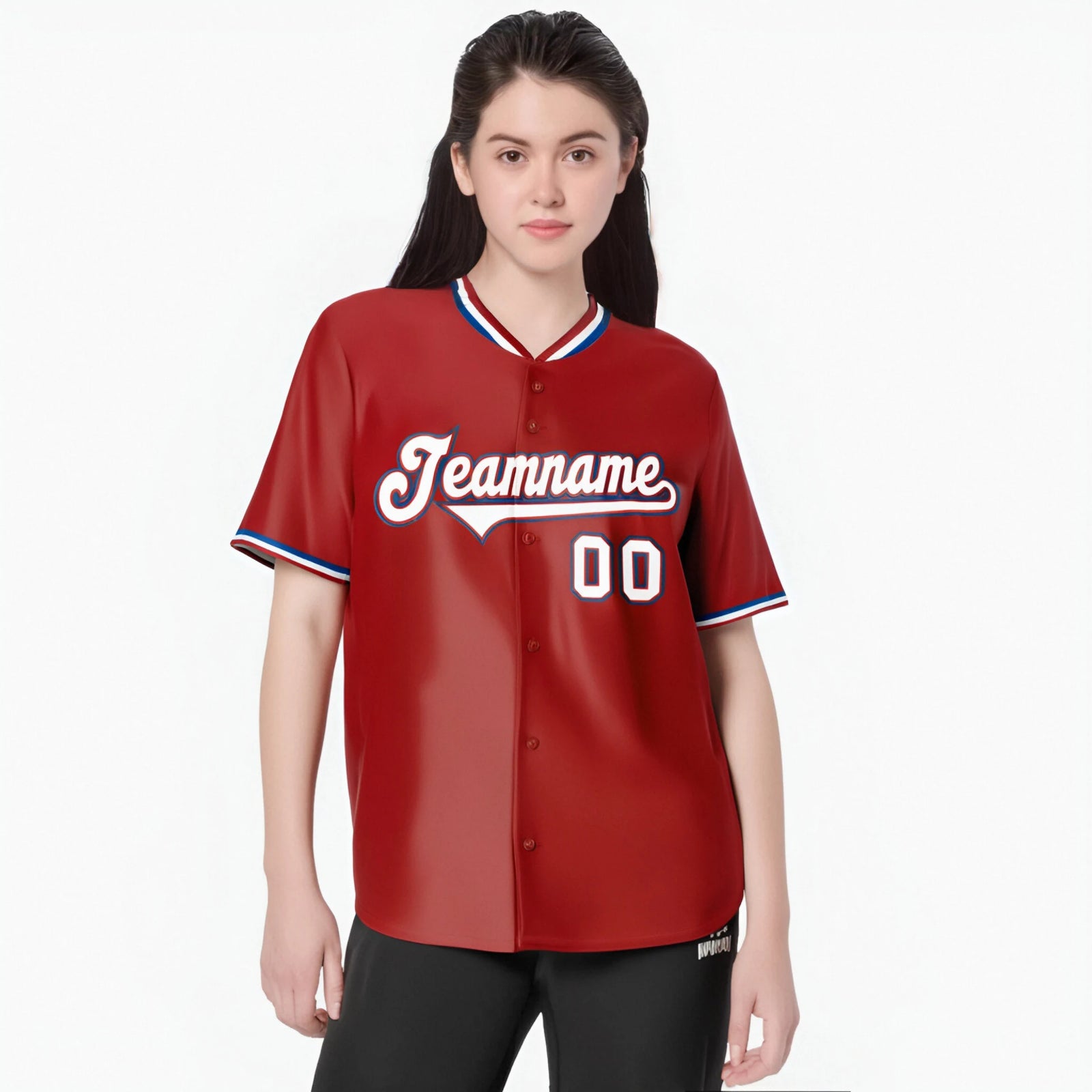Custom Red Royal Blue White Authentic Baseball Jersey