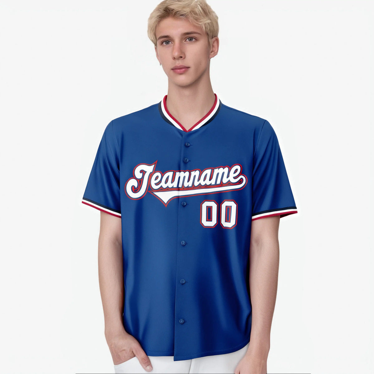 Custom Royal Blue Red White Authentic Baseball Jersey