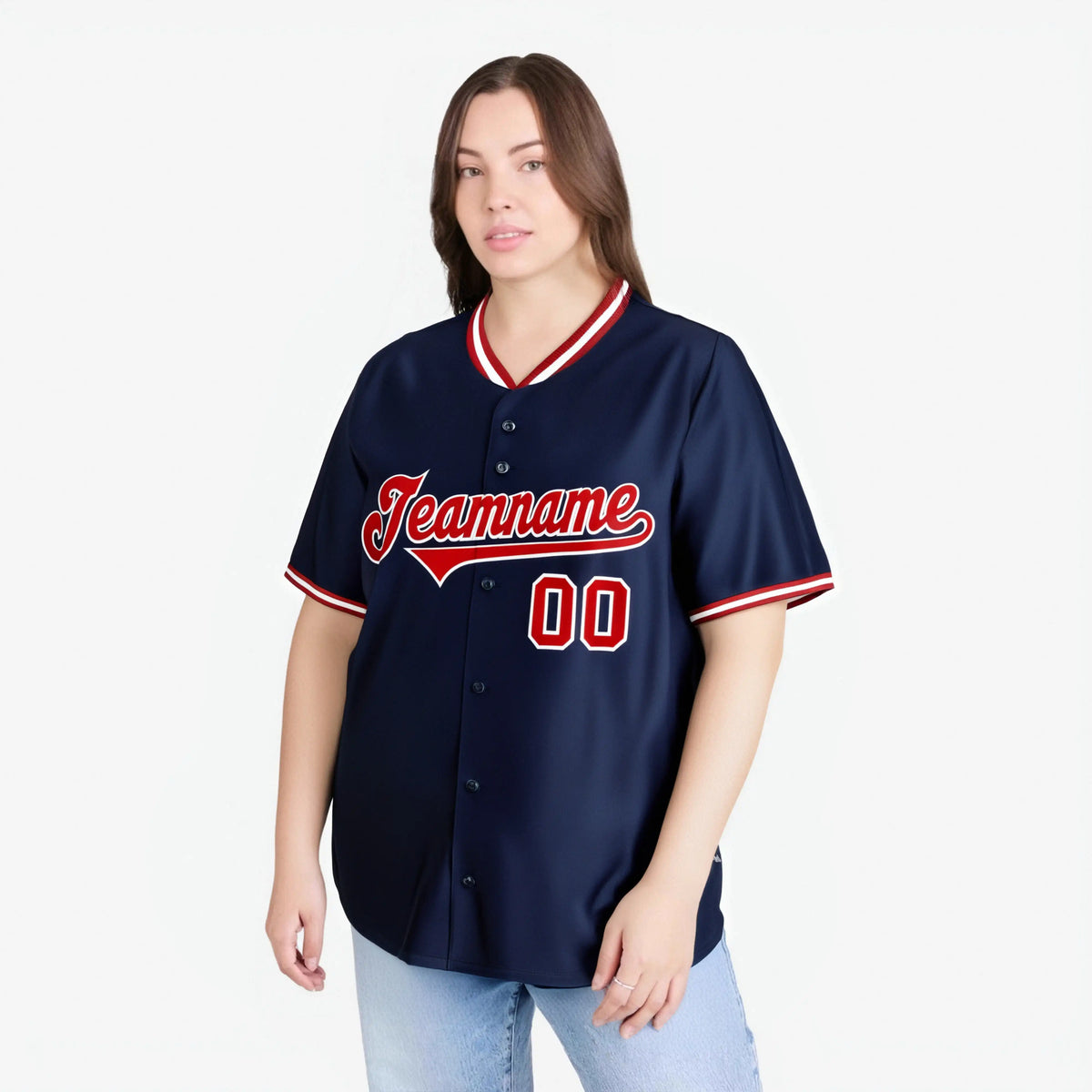 Custom Navy Red White Authentic Baseball Jersey
