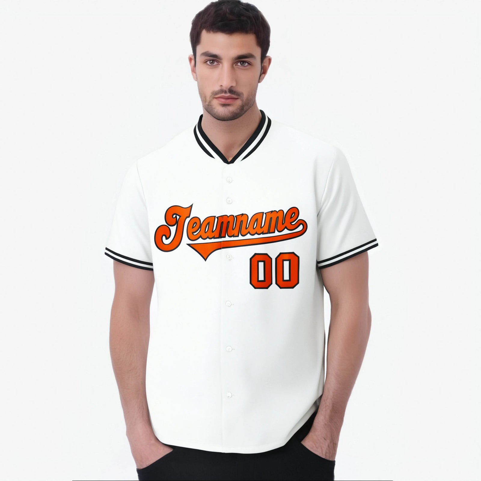 Custom White Orange Black Authentic Baseball Jersey